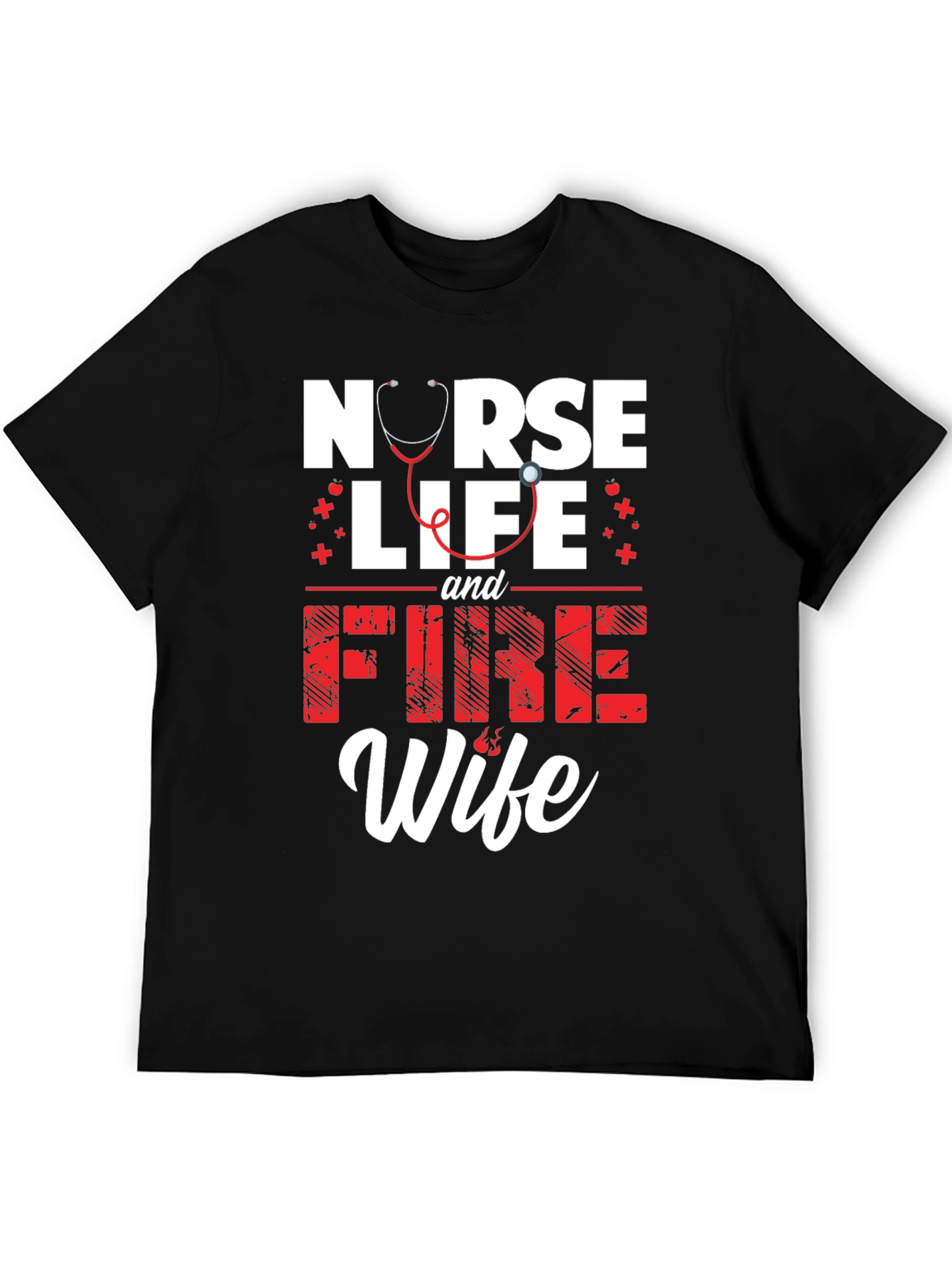 Black Nurse Life & Fire Wife Graphic T-Shirt view 5