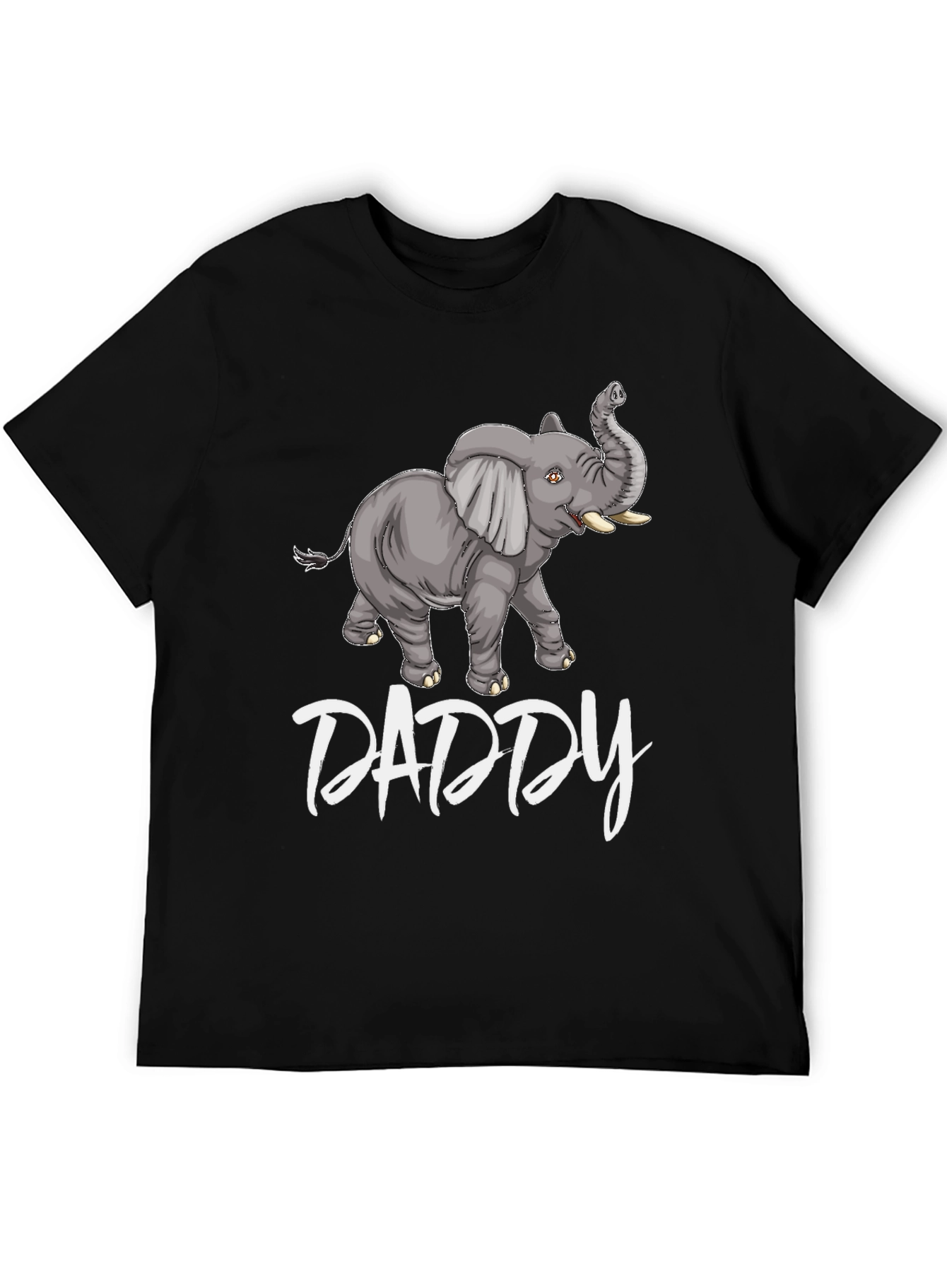Black Daddy Elephant Graphic Tee - Black Cotton T-Shirt view 5