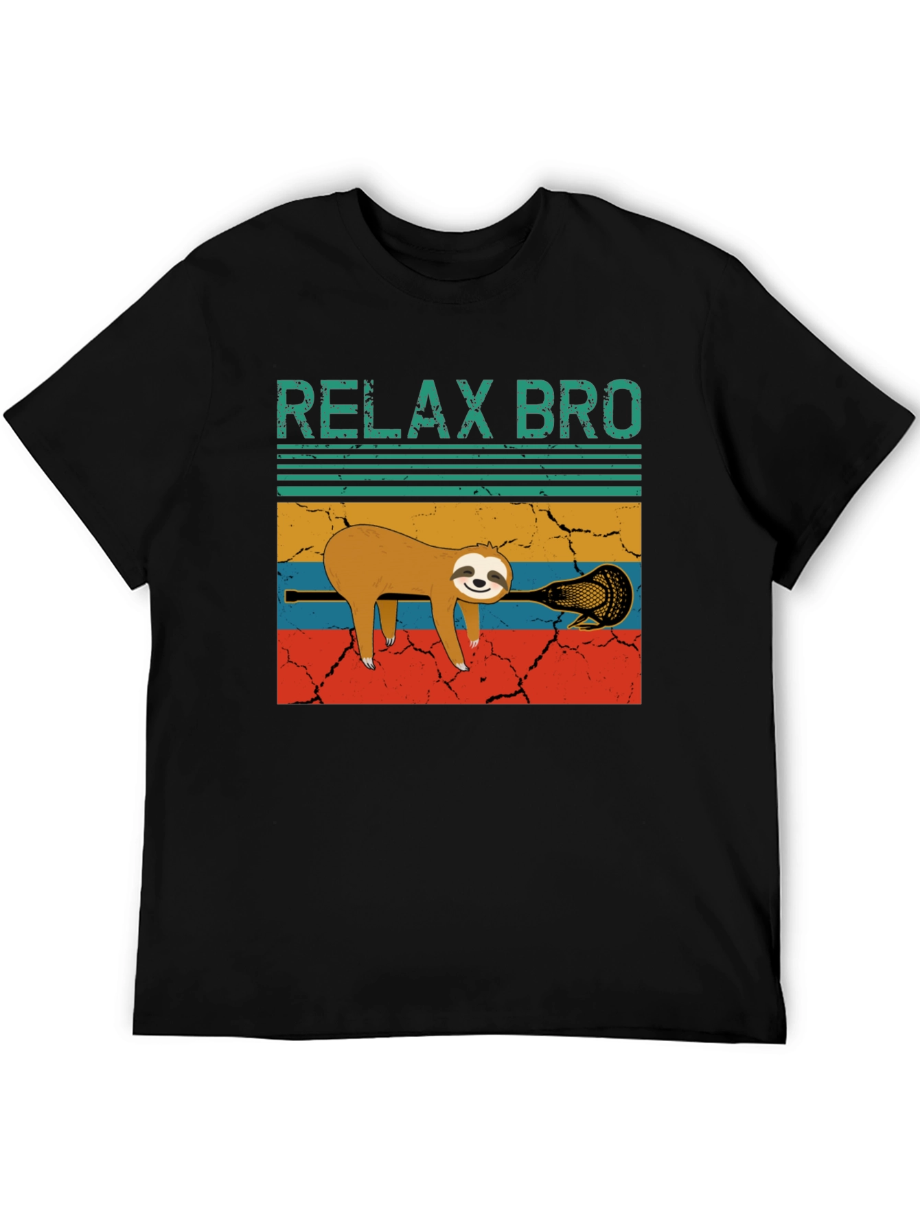 Black Relax Bro Sloth Lacrosse Graphic Tee view 5