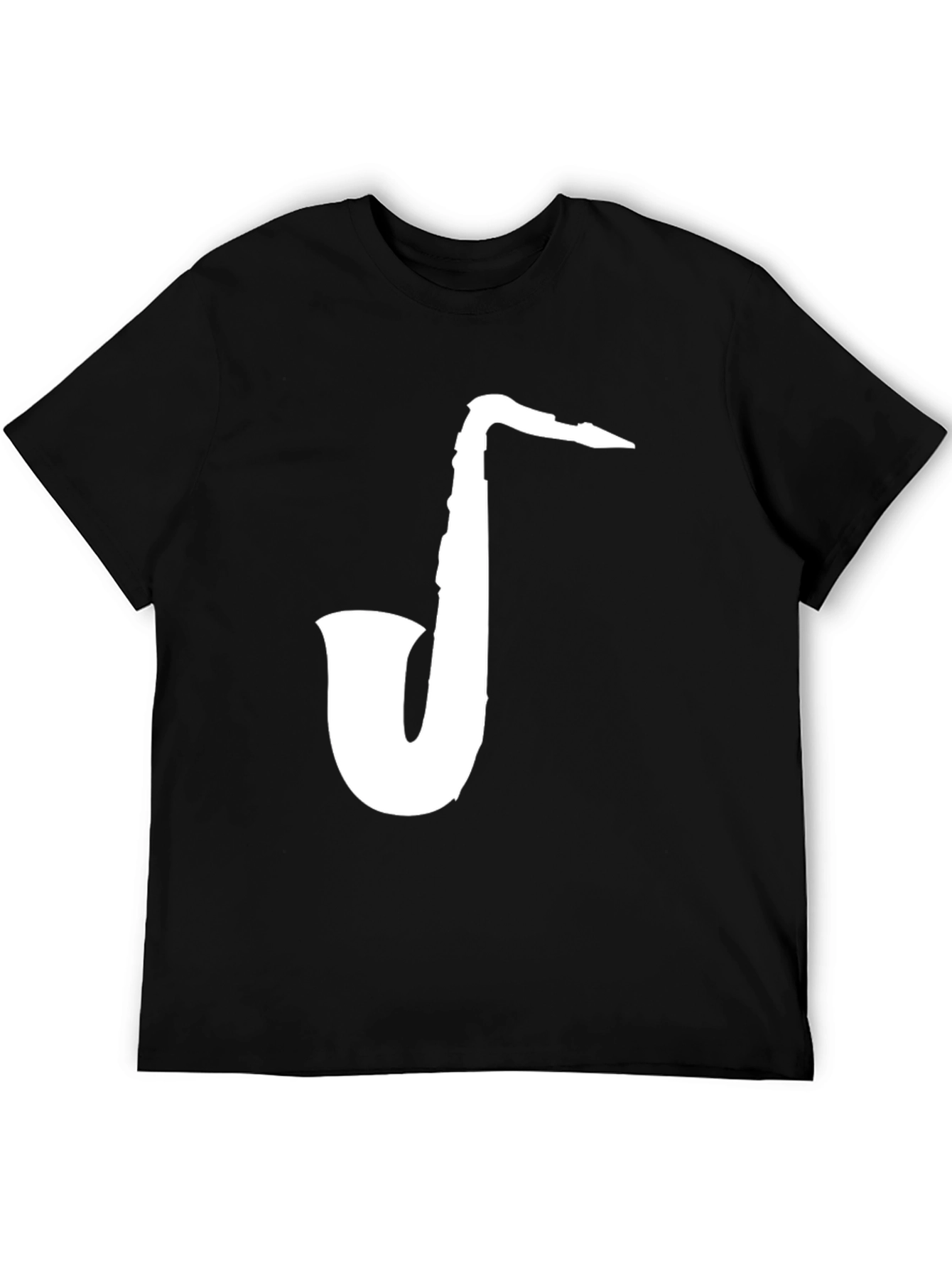 Black Saxophone Graphic Tee - Black Cotton T-Shirt view 5