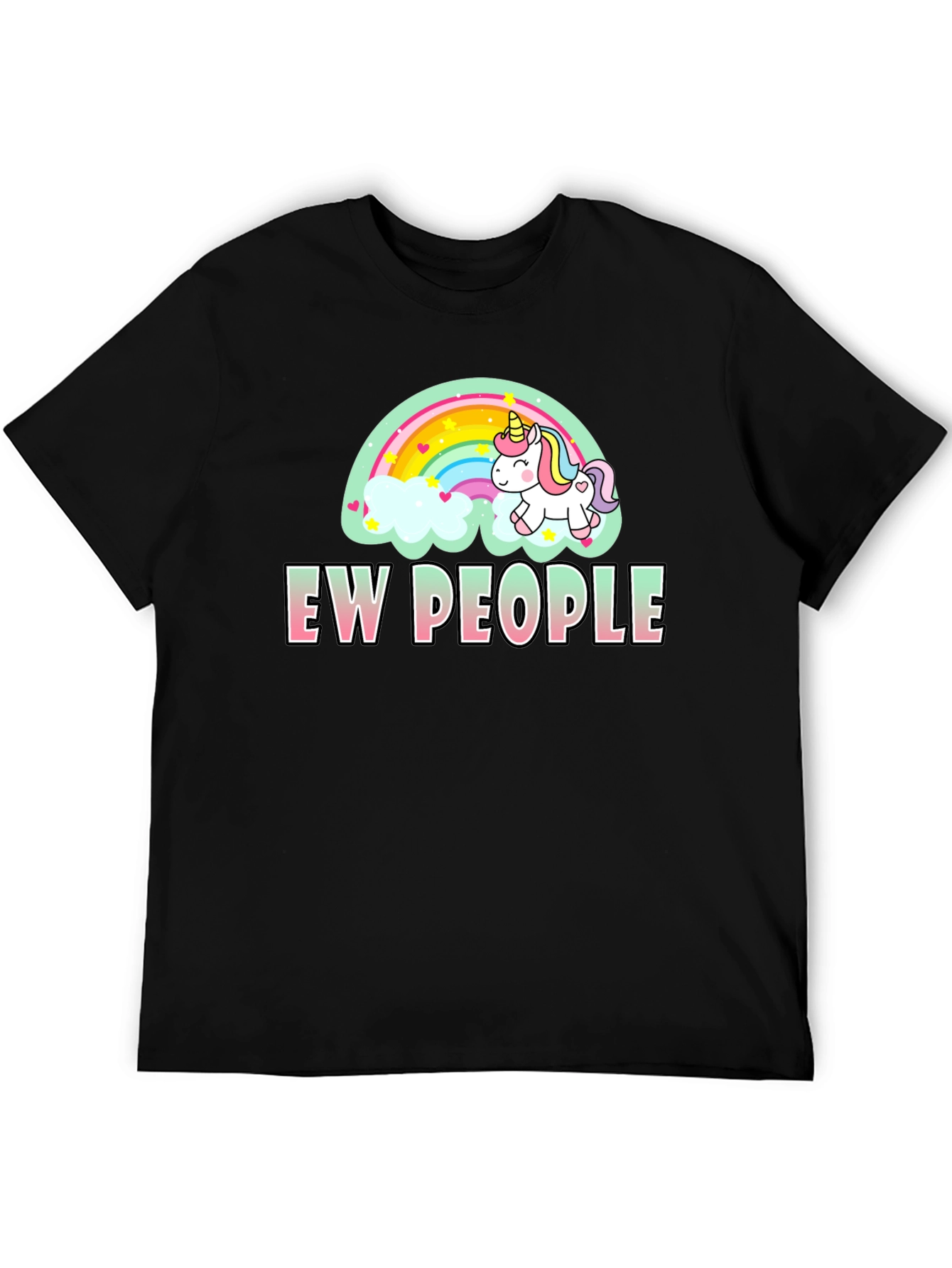 Black Ew People Unicorn Rainbow T-Shirt view 5