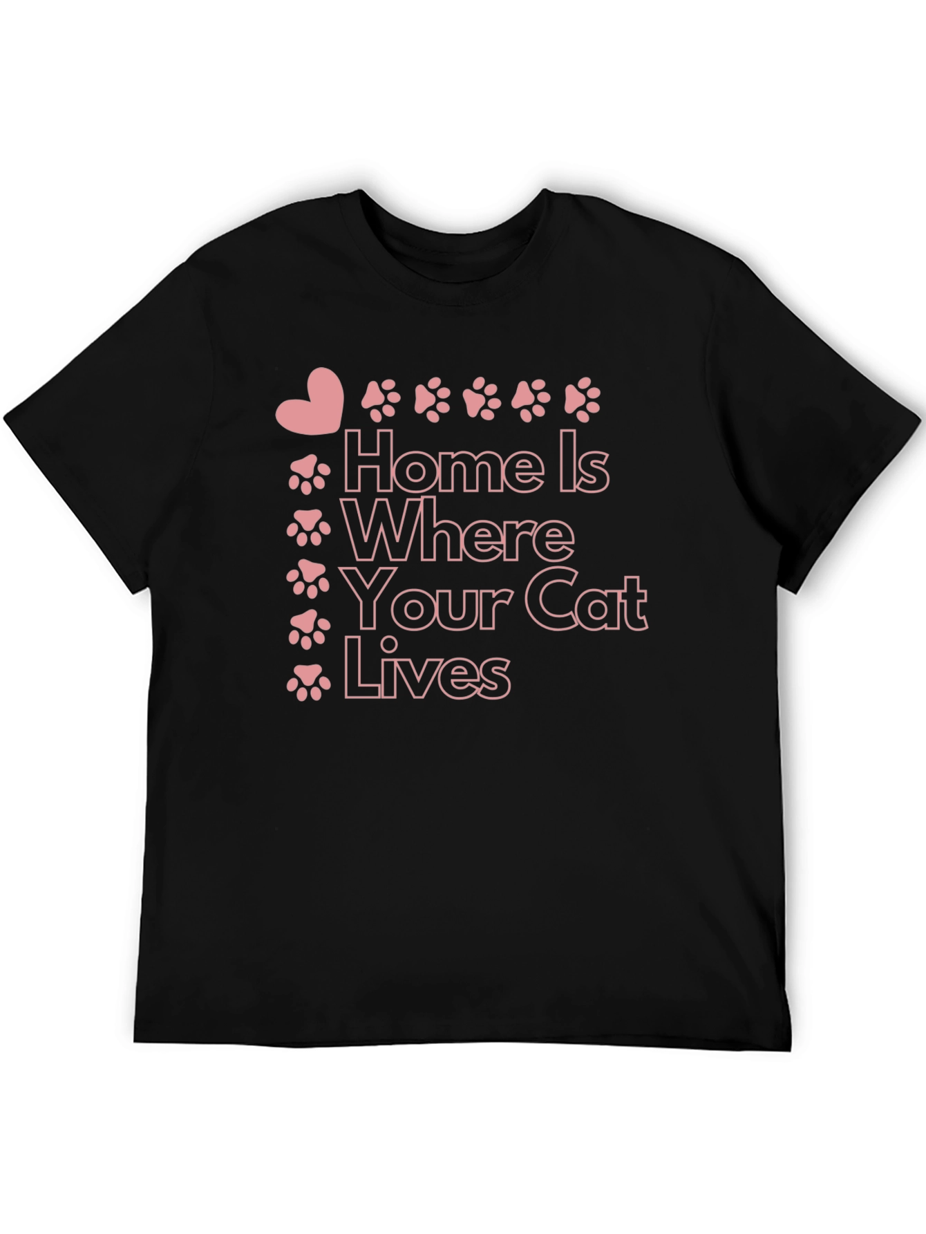 Black Home is Where Your Cat Lives Graphic Tee view 5