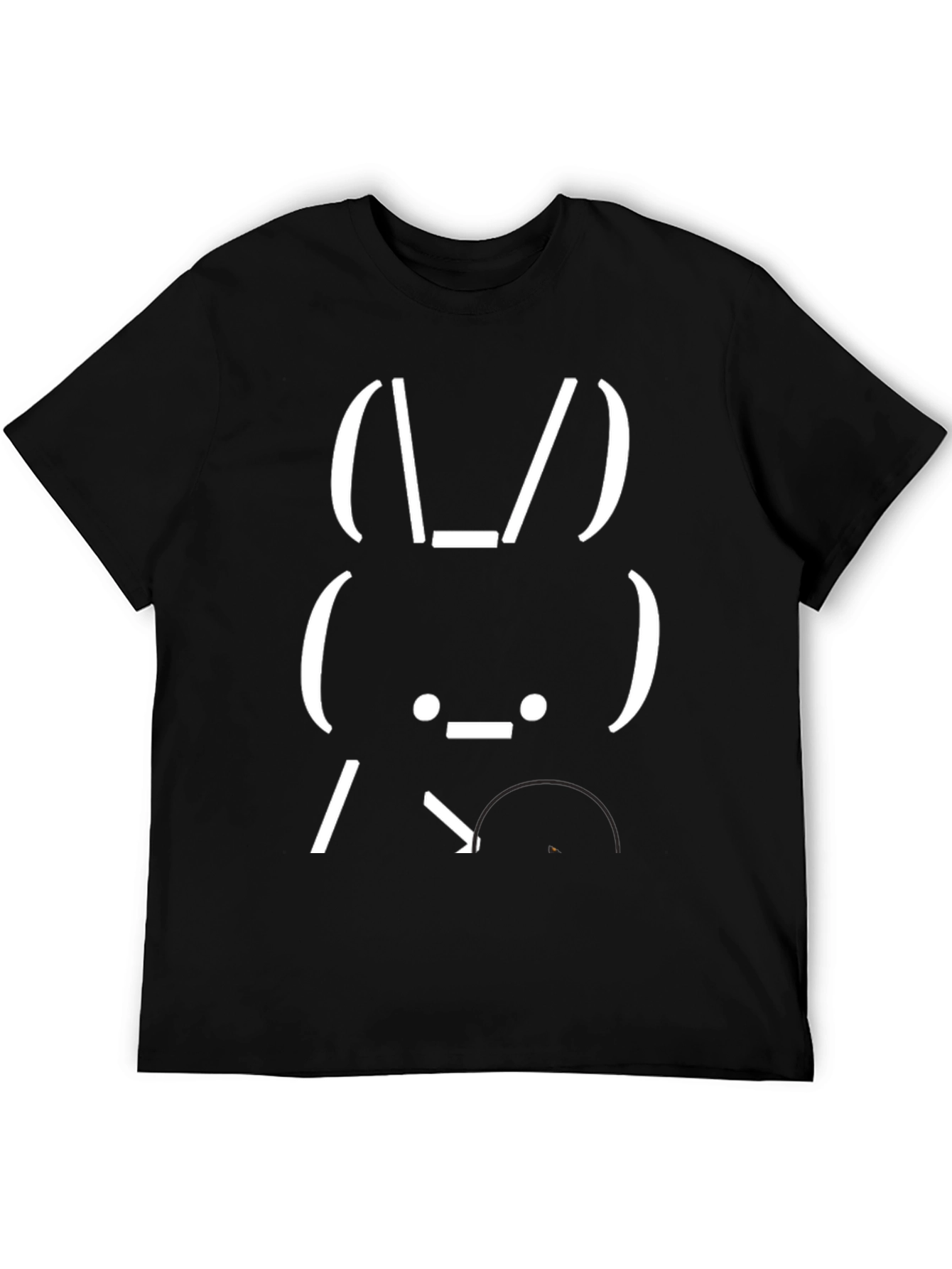 Black Funny Bunny ASCII Art Graphic T-Shirt - Black view 5