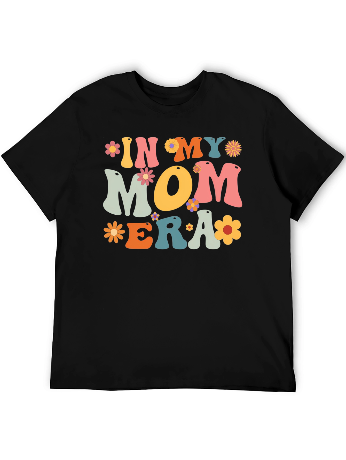 Black In My Mom Era Graphic Tee - Retro Floral T-Shirt view 5