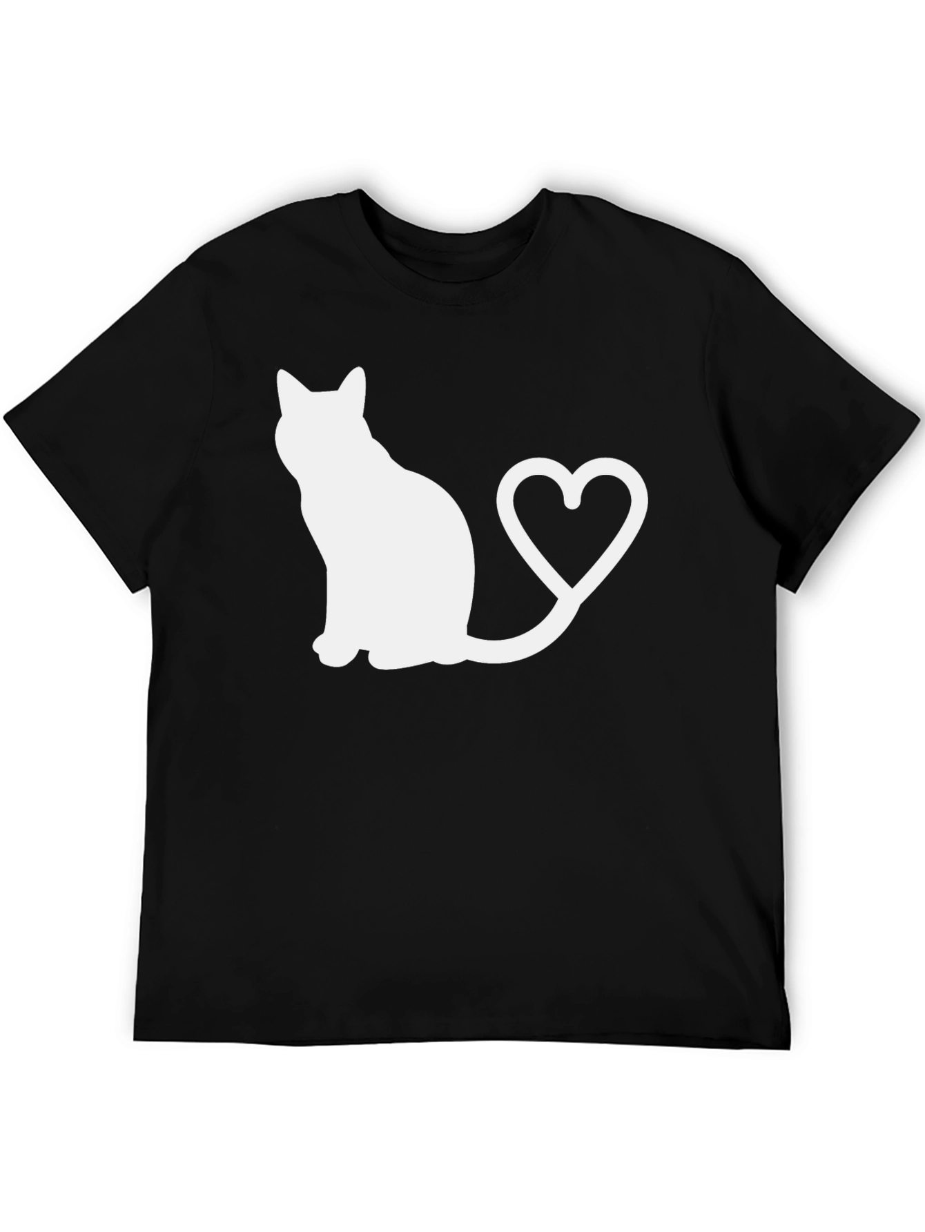Black Cat Heart Tail Graphic T-Shirt view 5