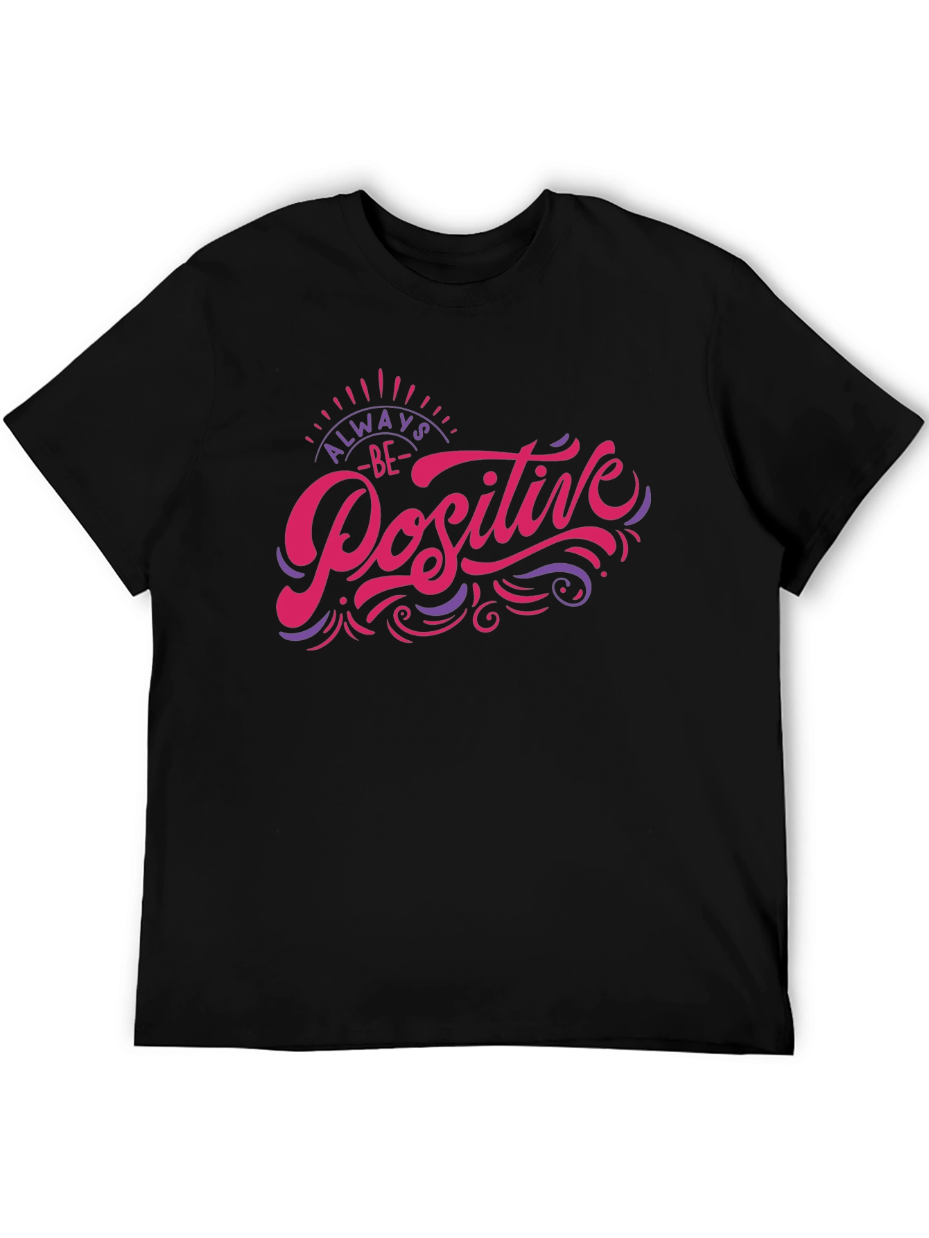 Black Always Be Positive Graphic Tee - Motivational Black T-Shirt view 5