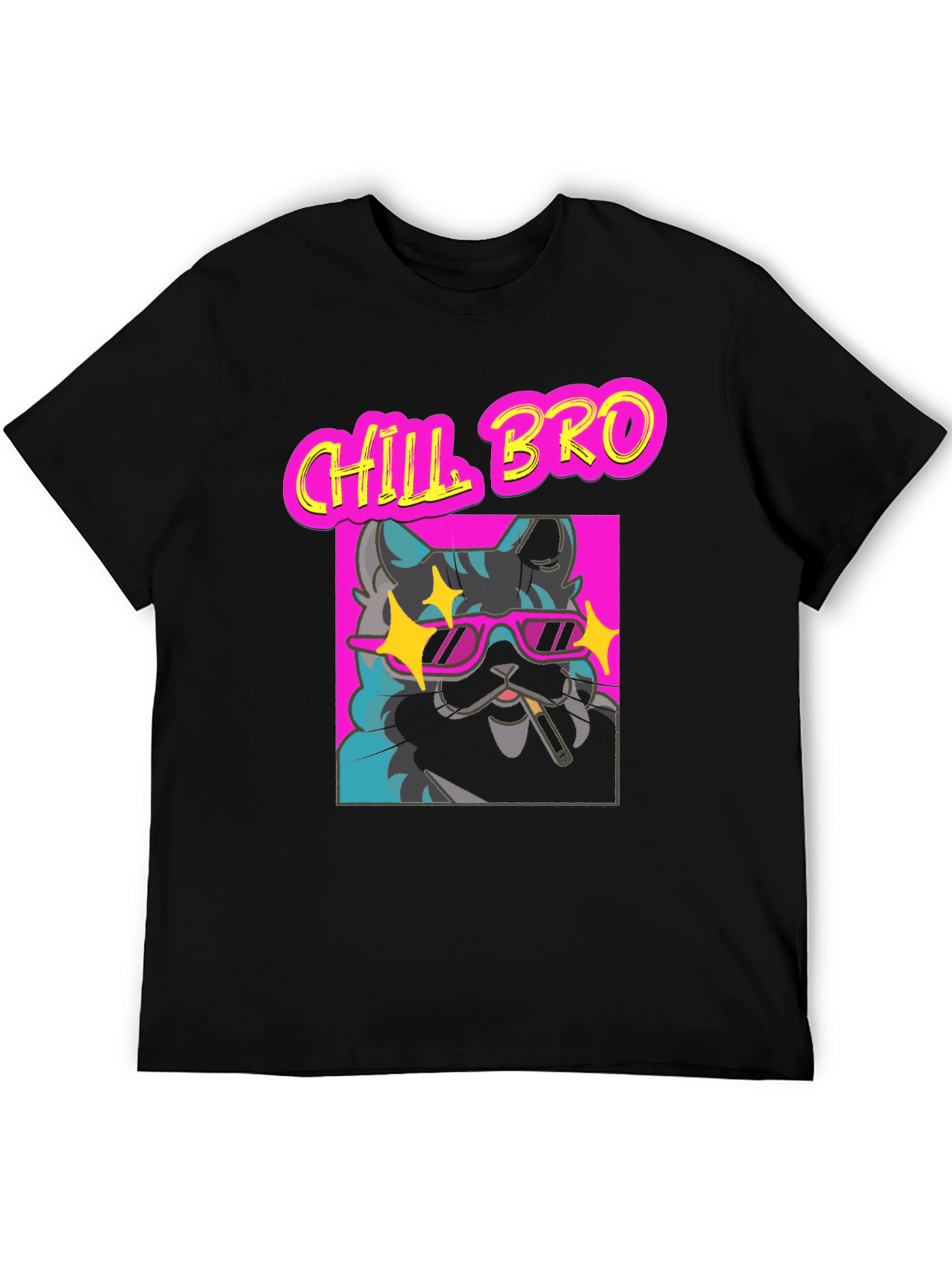 Black Chill Bro Cat Graphic T-Shirt - Relaxed Fit view 5