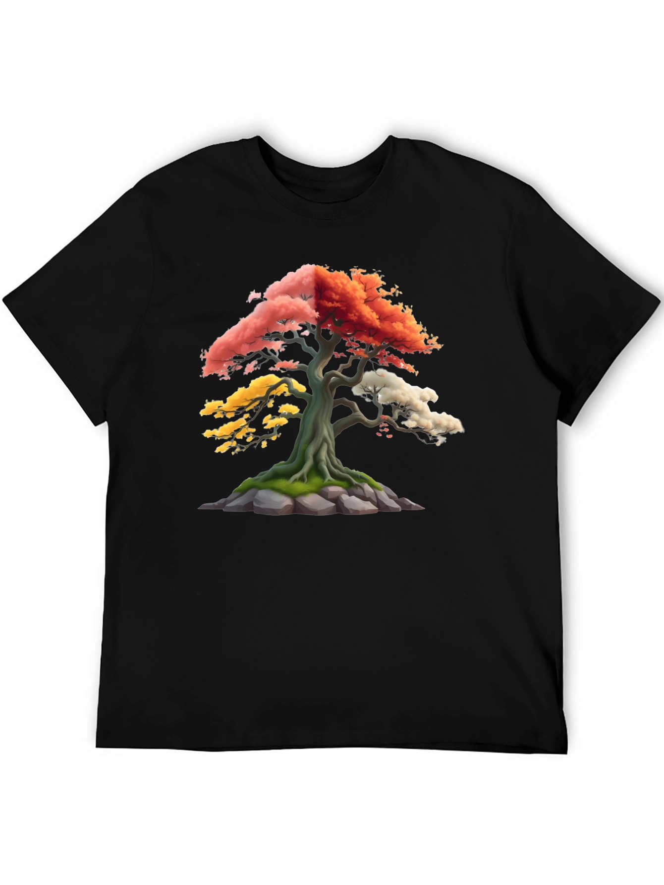 Black Colorful Bonsai Tree Graphic T-Shirt view 5