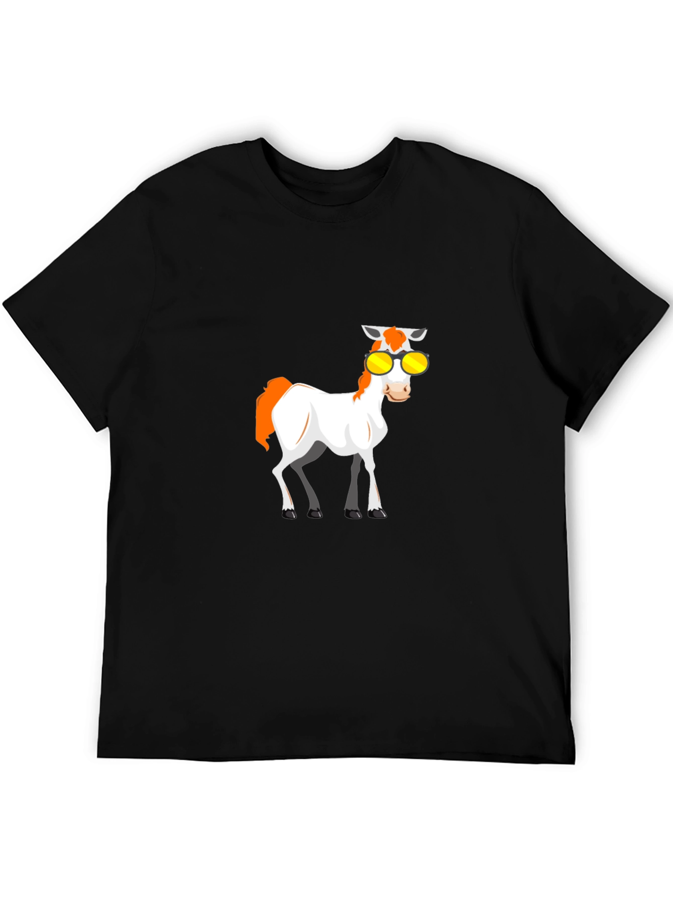 Black Cool Cartoon Horse Graphic Tee view 5