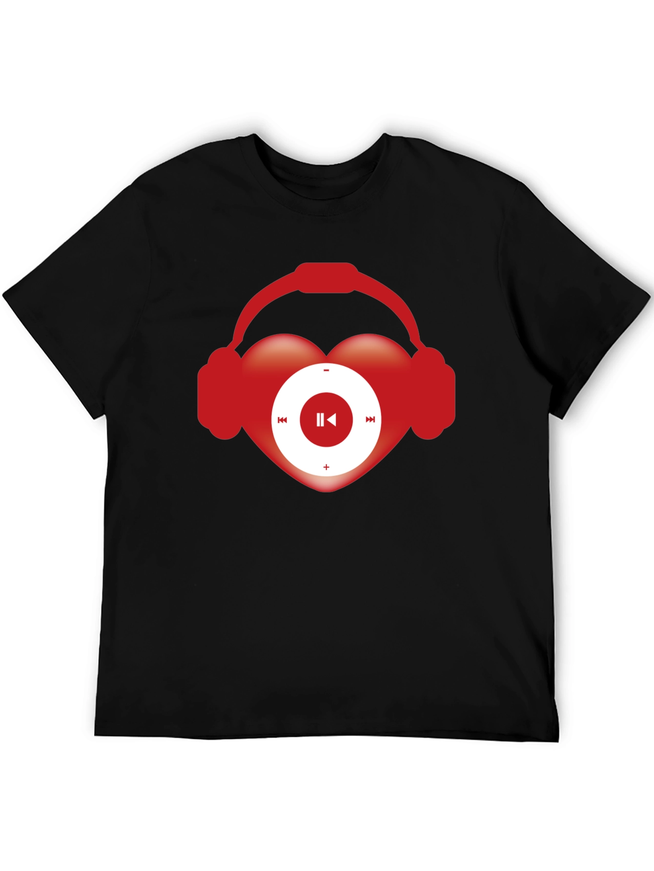 Black Music Lover T-Shirt Heart Headphones Audio Player view 5