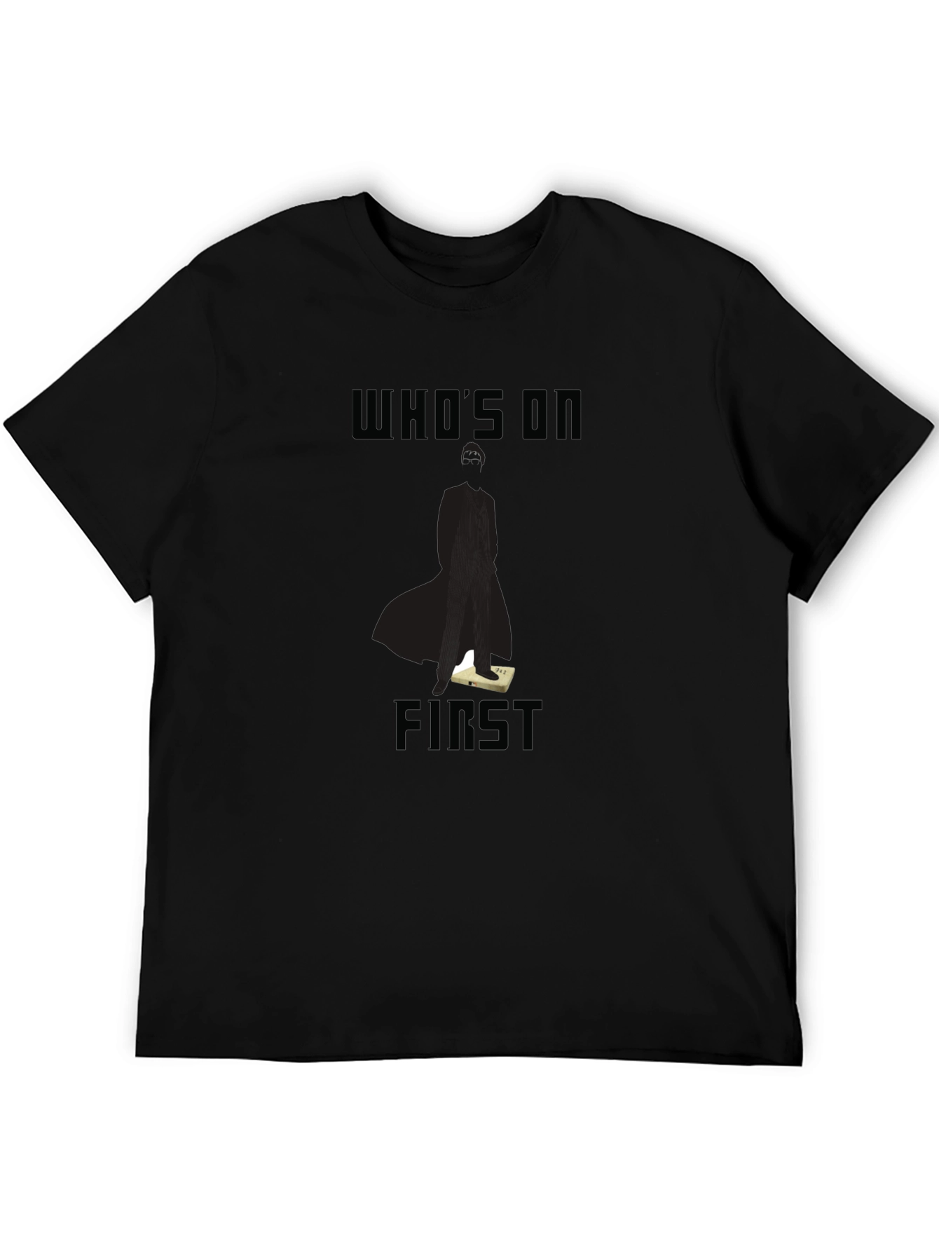 Black Who's On First T-Shirt - Classic Comedy Inspired Tee view 5