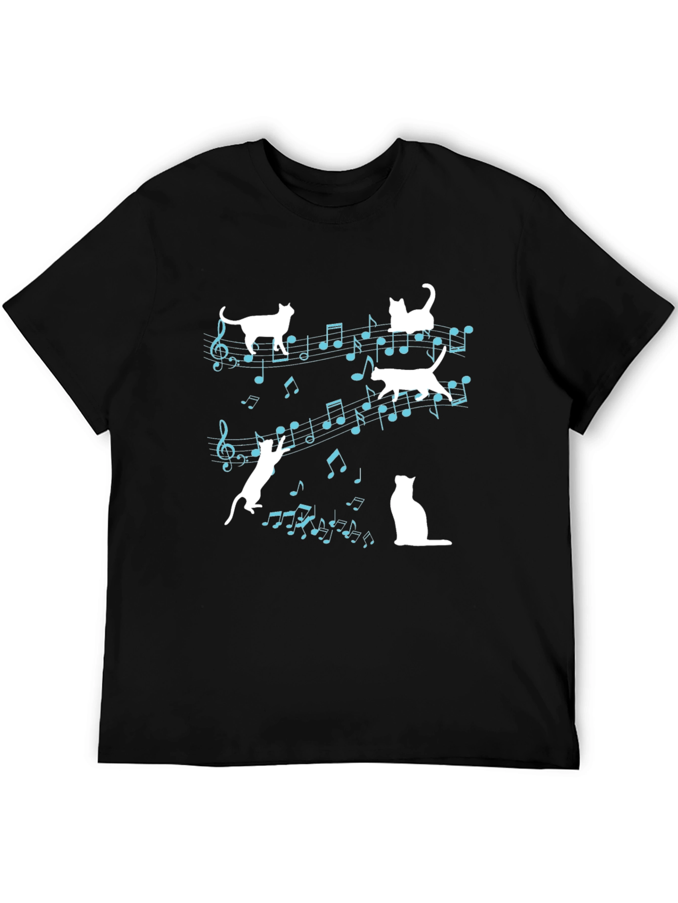 Black Musical Cats Graphic Tee - Black Cotton Shirt view 5
