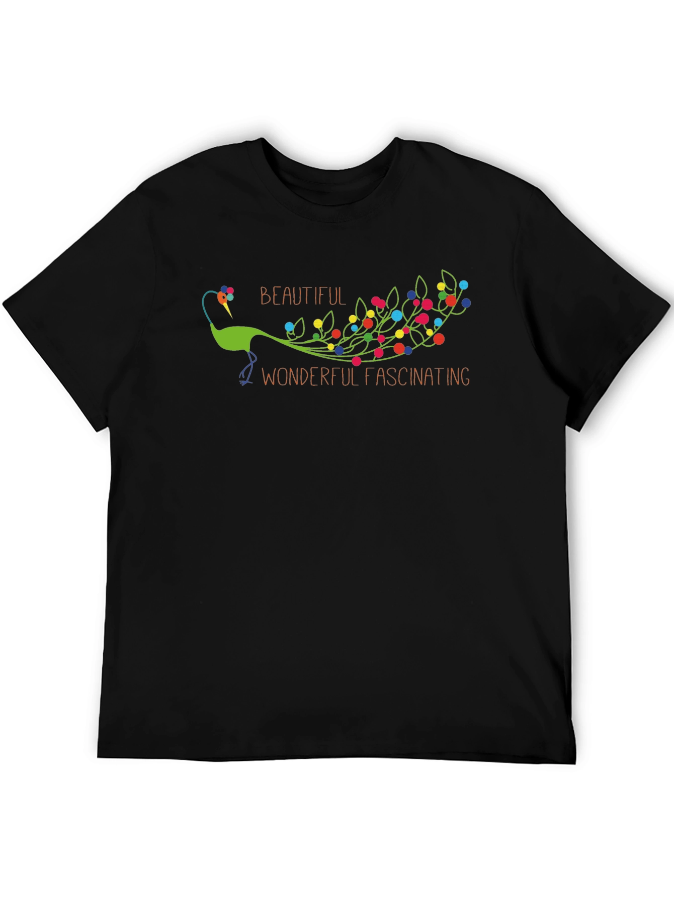 Black Beautiful Peacock Graphic Tee view 5