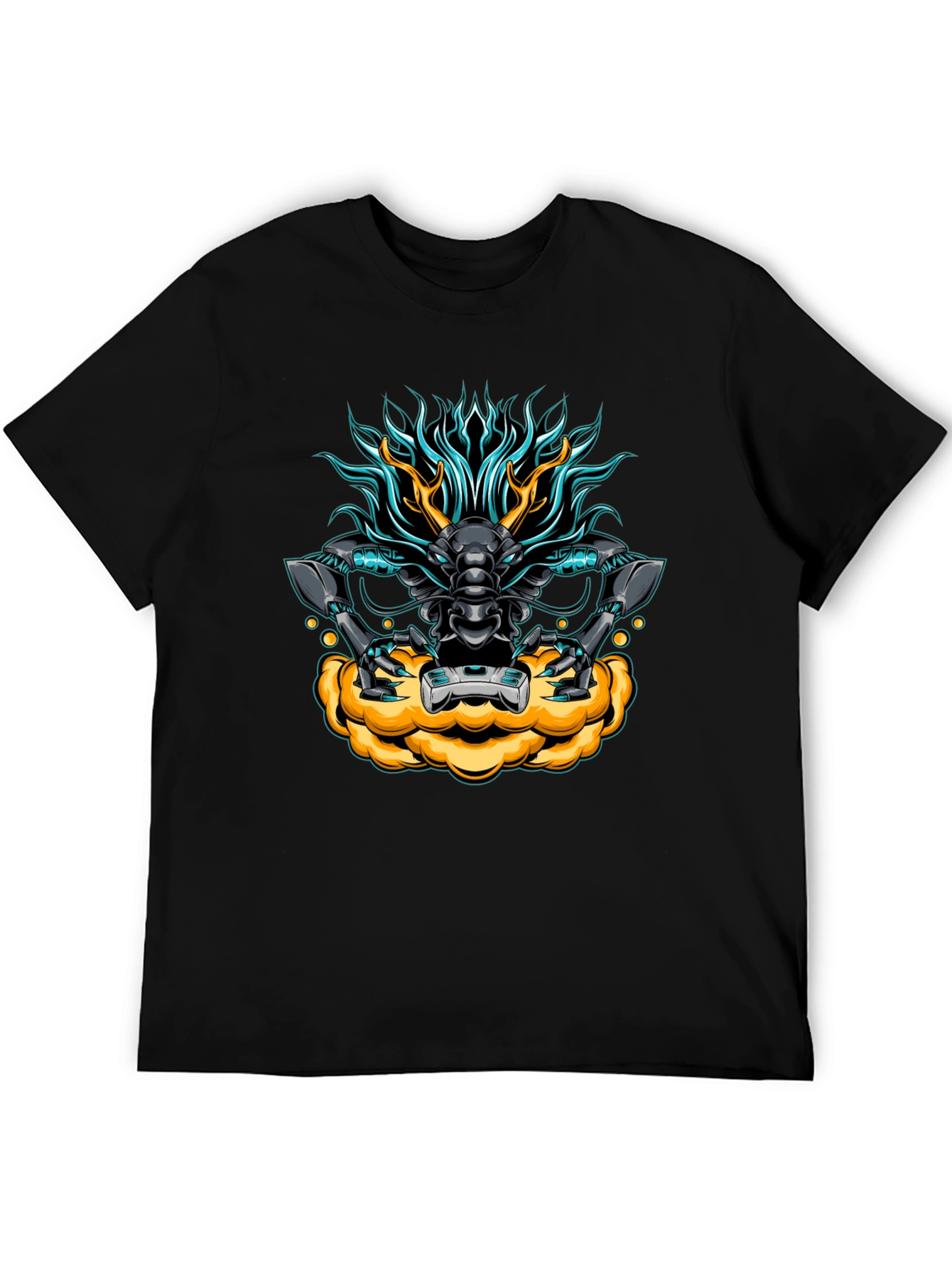 Black Cyberpunk Dragon Graphic Tee - Black view 5