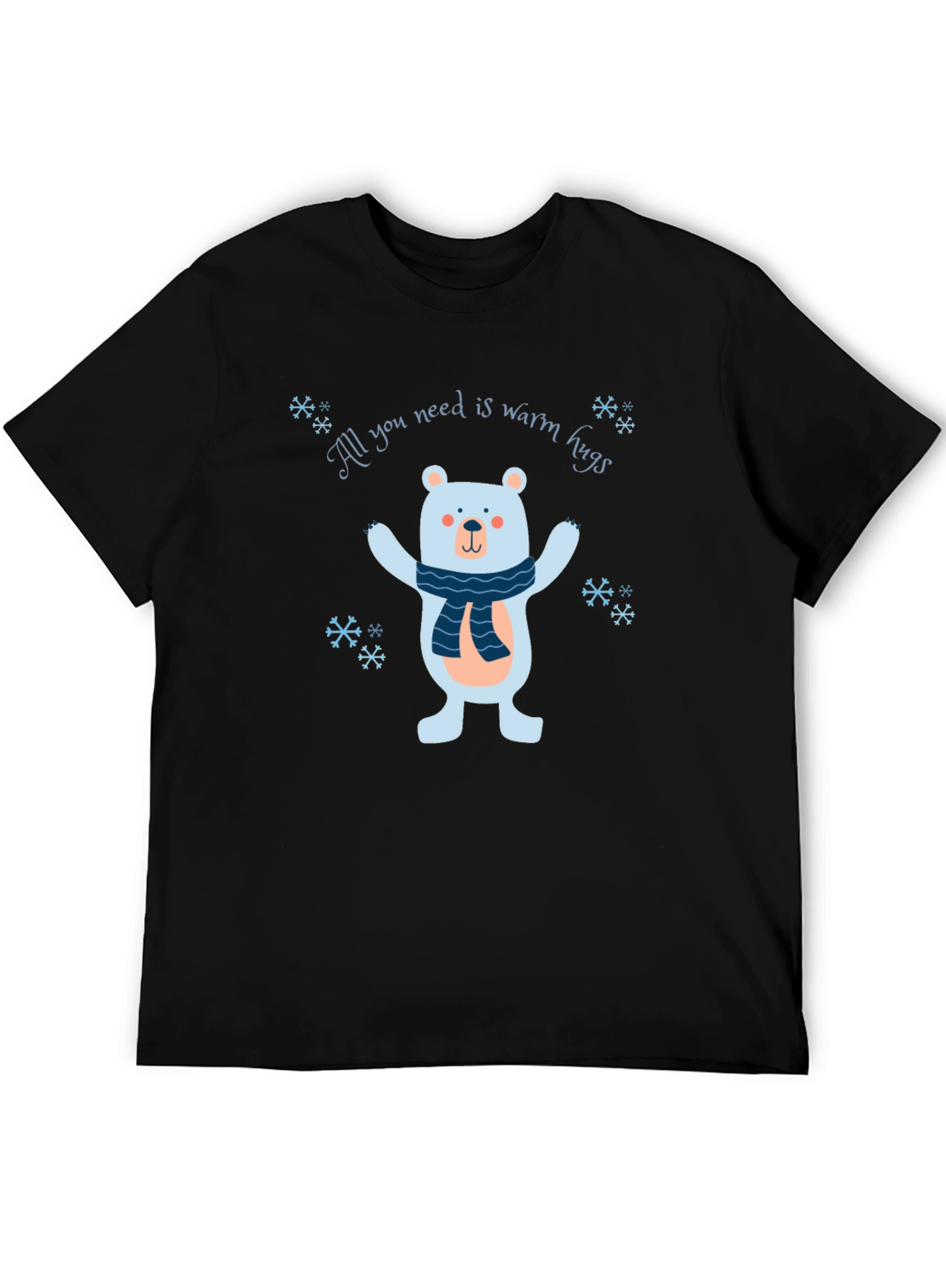 Black Warm Hugs Bear Graphic Tee - Cozy Winter Style view 5