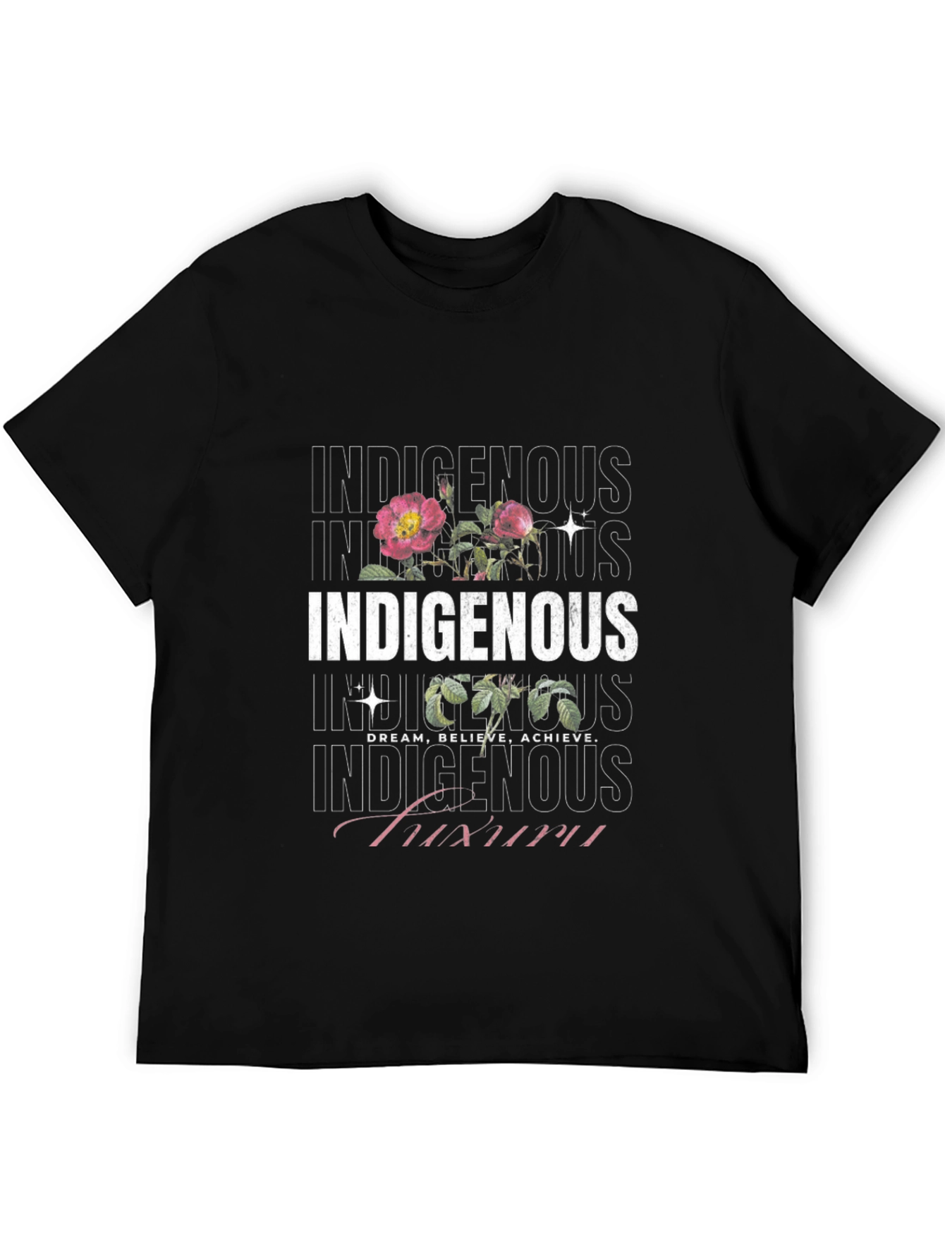 Black Indigenous Floral Print Black T-Shirt view 5