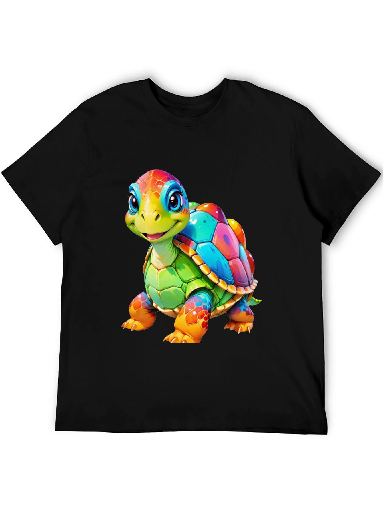 Black Rainbow Turtle Graphic Tee - Unique Colorful Design view 5