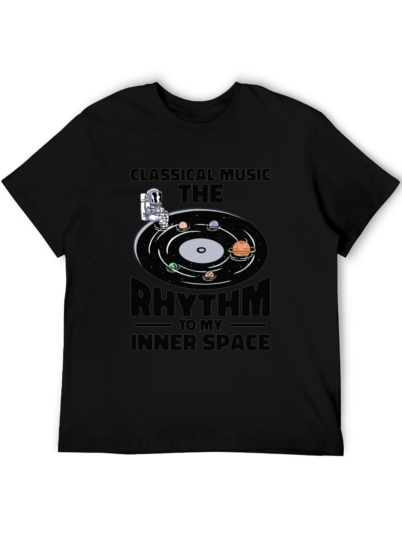Black Classical Music T-Shirt: Inner Space Rhythm Tee view 5