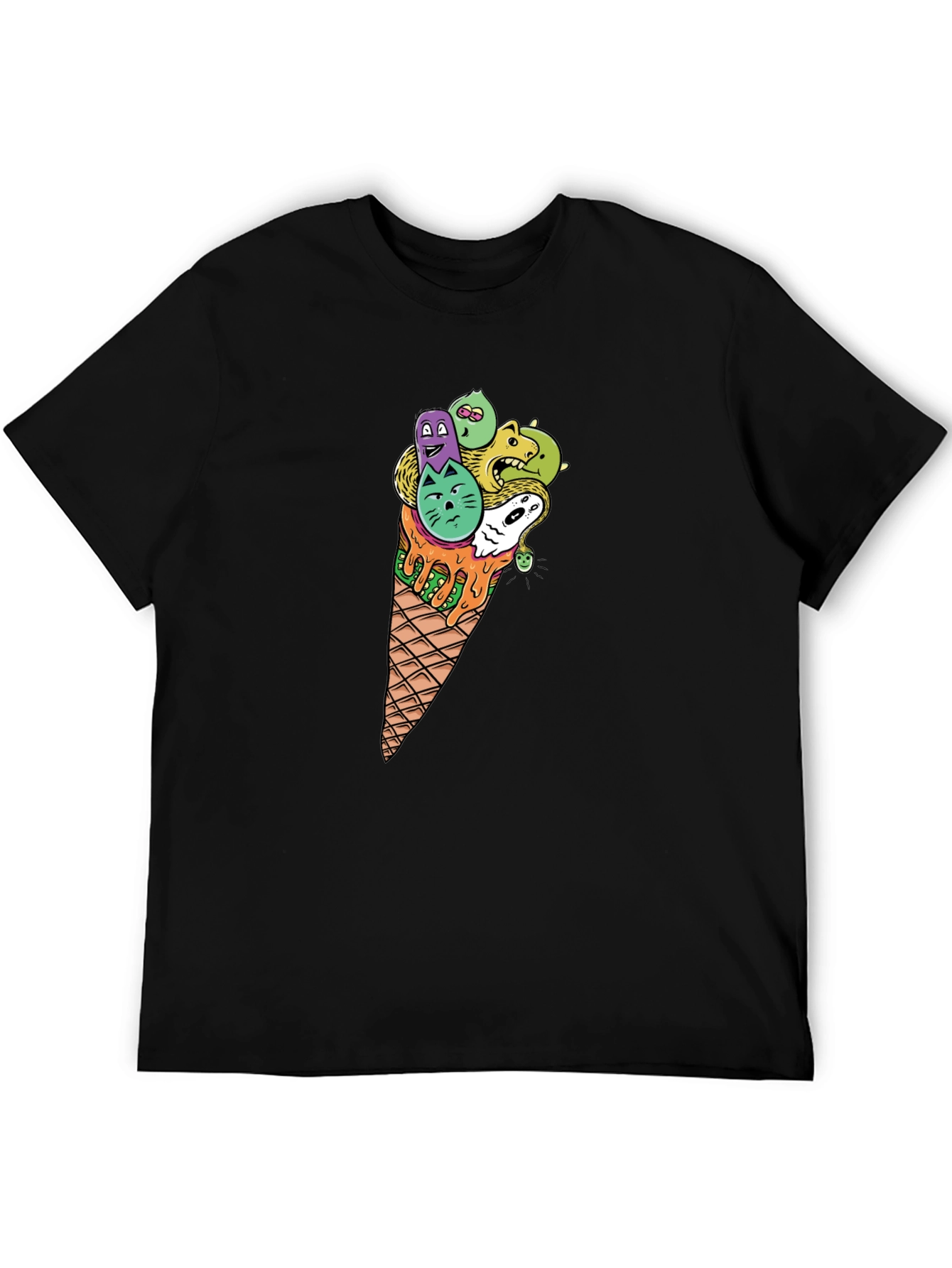 Black Funky Ice Cream Cone Graphic Tee - Black view 5