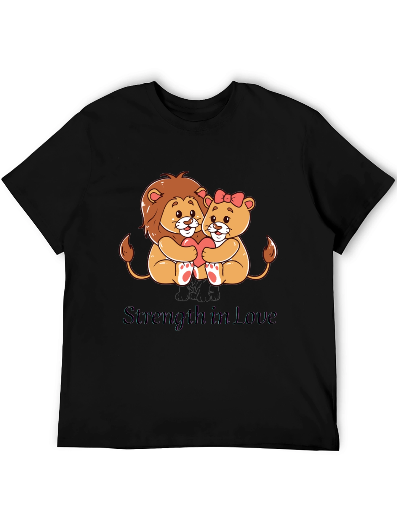 Black Lion Love T-Shirt - Strength in Love Design view 5