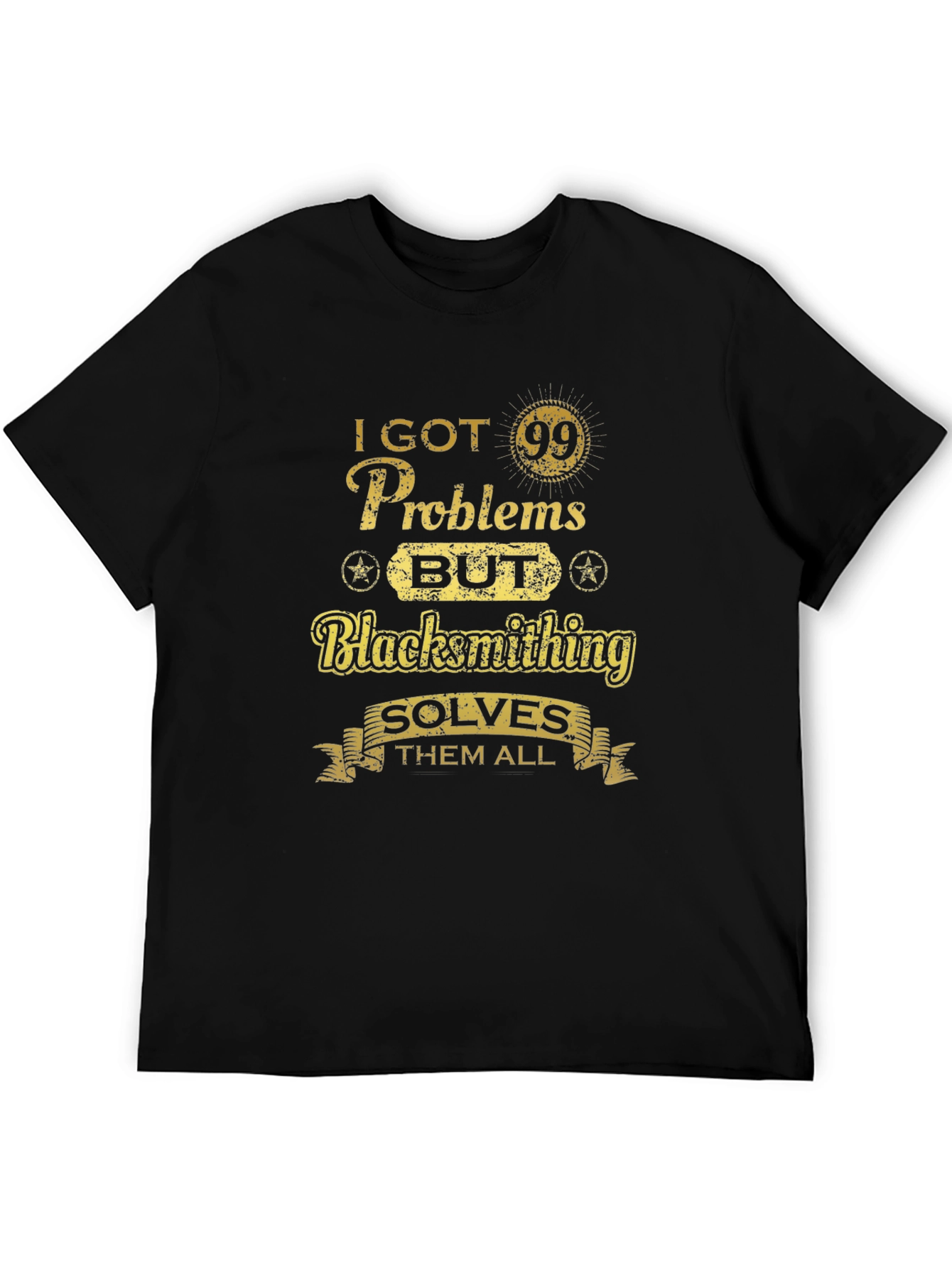 Black Blacksmithing Problems Solved Black T-shirt view 5