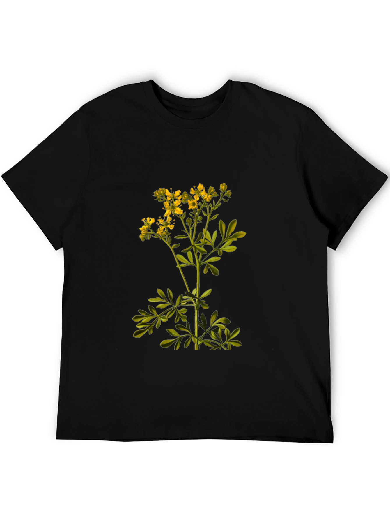 Black Botanical Print Black T-Shirt view 5
