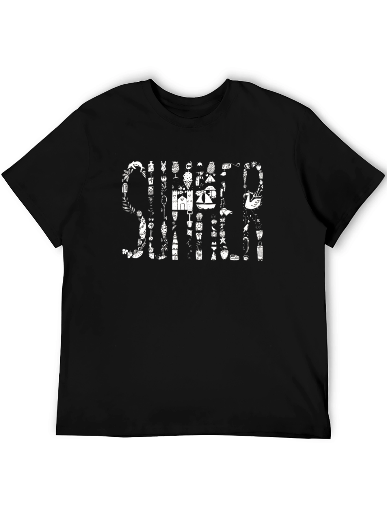 Black Summer-Themed Graphic Tee view 5