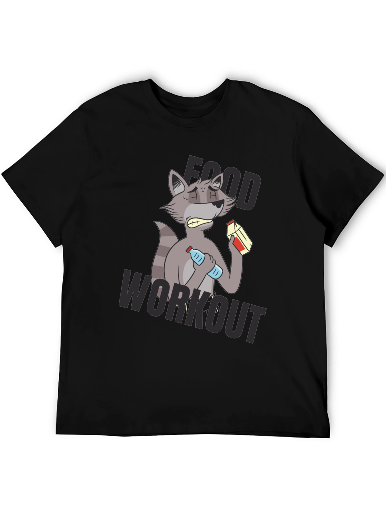 Black Food Workout T-Shirt - Funny Raccoon Gym Tee view 5