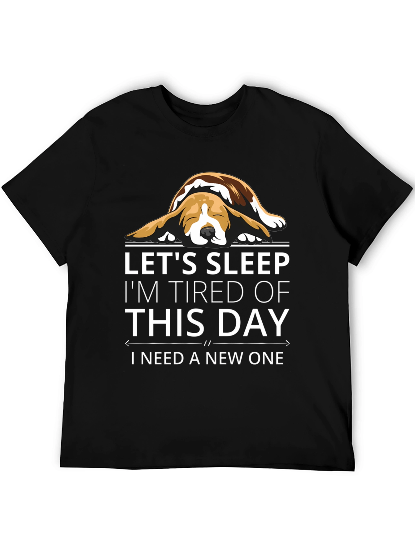 Black Let's Sleep Funny Dog T-Shirt view 5