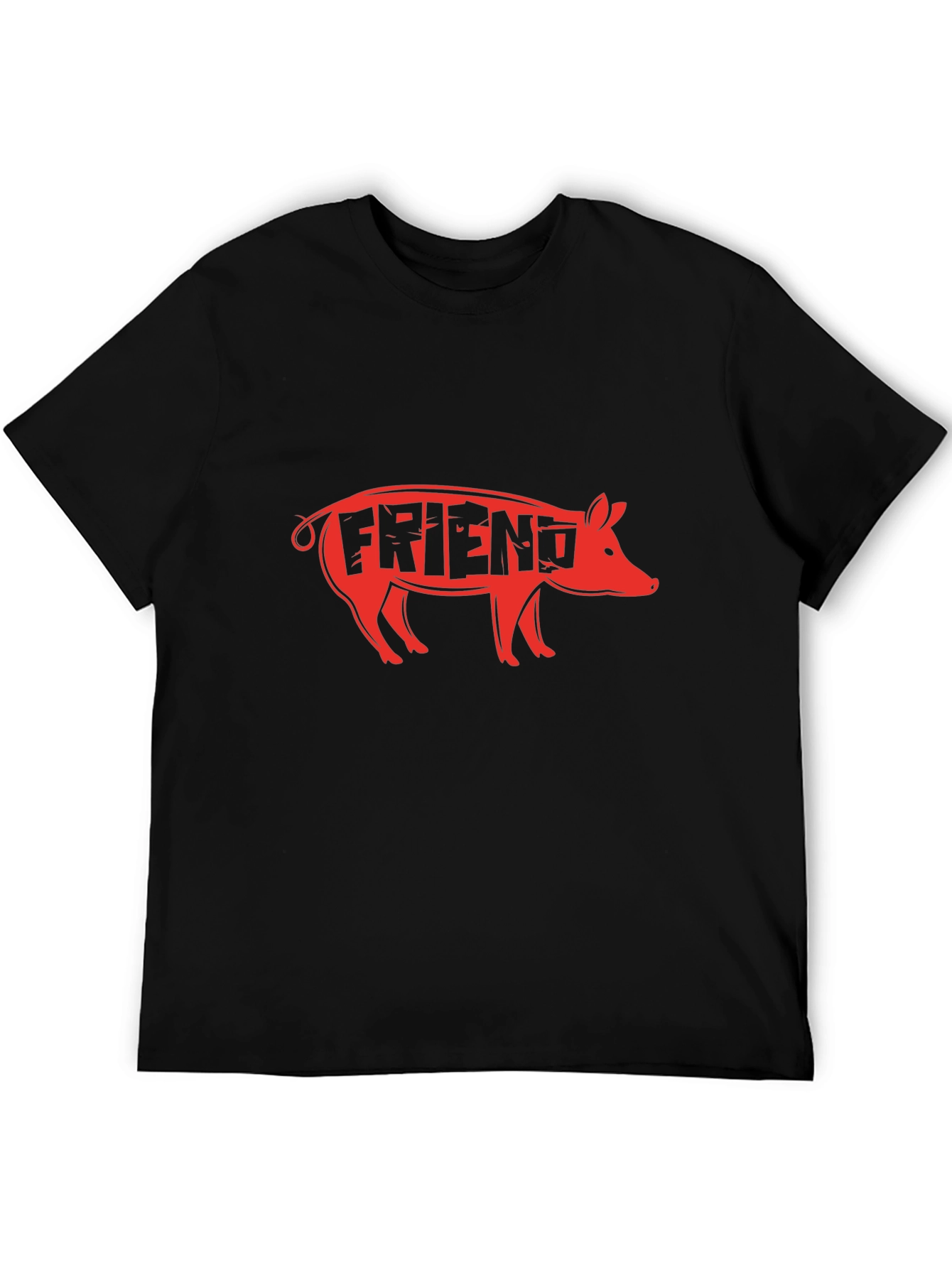 Black Pig Friend Graphic Tee - Black Unisex Shirt view 5