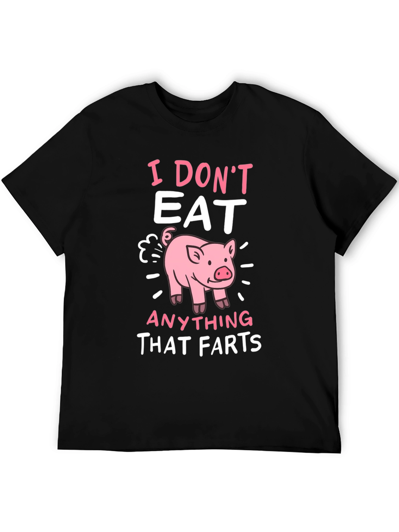Black Funny Vegan T-Shirt - I Don't Eat Anything That Farts view 5