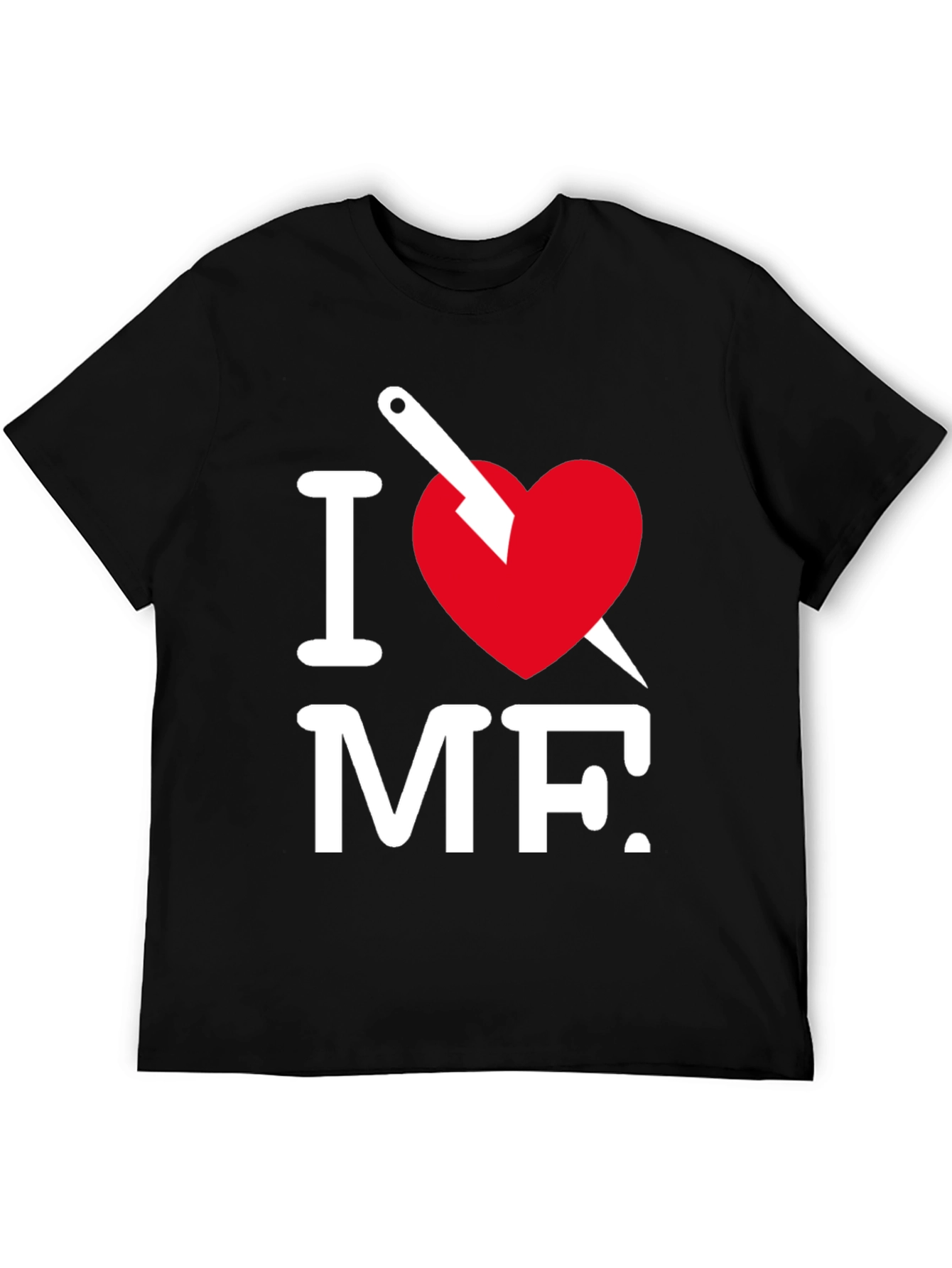 Black I Heart MF Graphic Tee - Black Crew Neck T-Shirt view 5