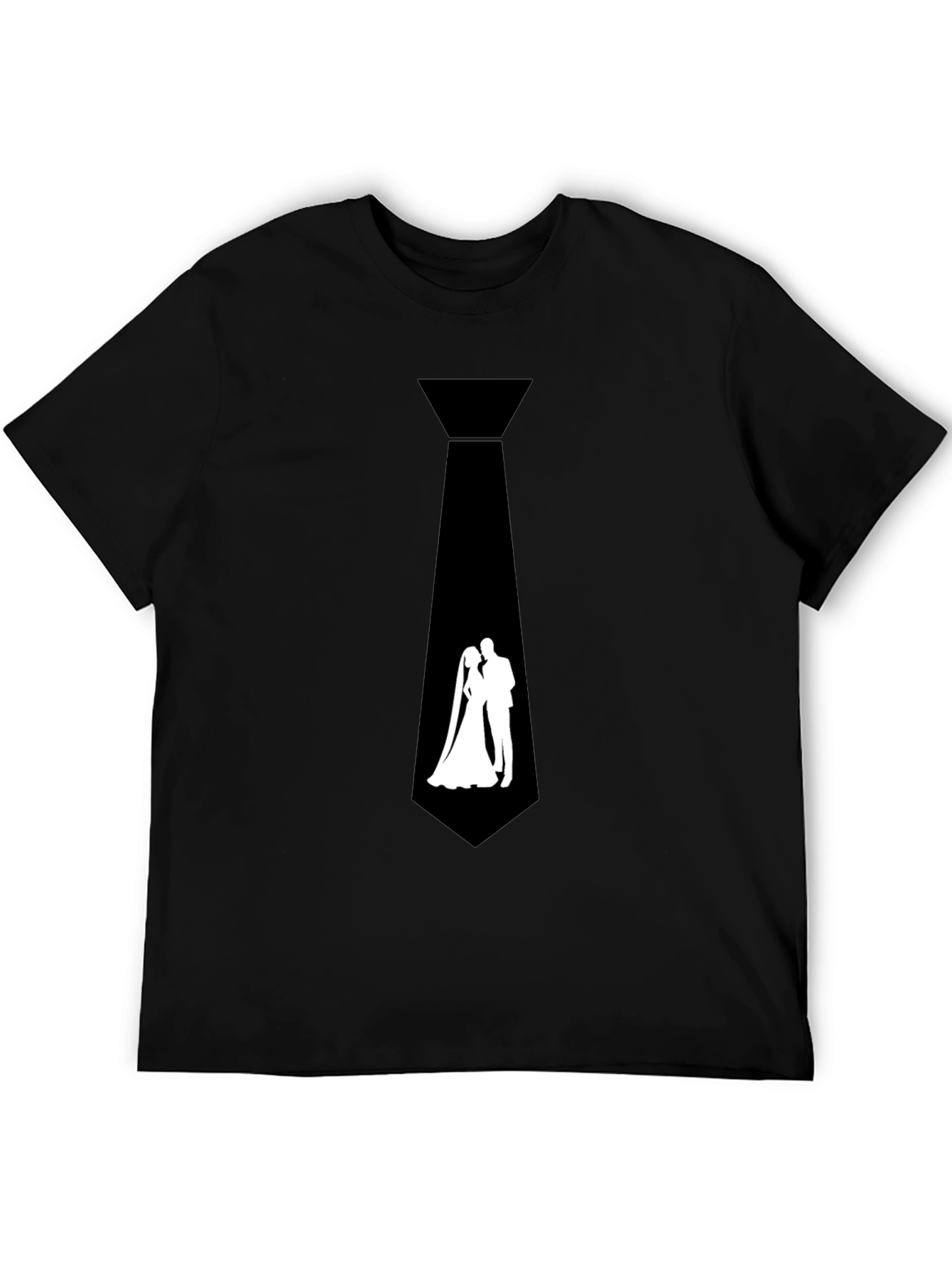 Black Novelty Wedding Tie Graphic Tee - Black view 5