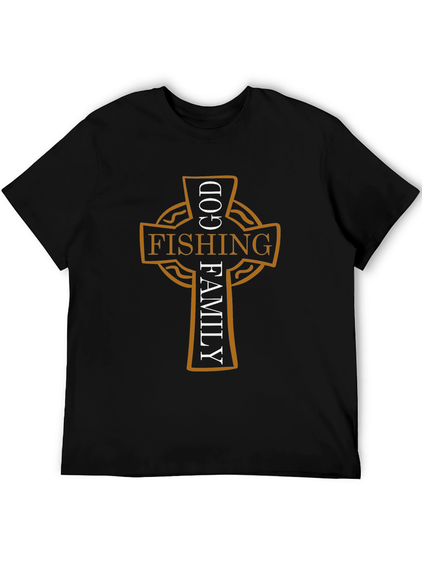 Black God Fishing Family Cross Graphic Black Tee view 5