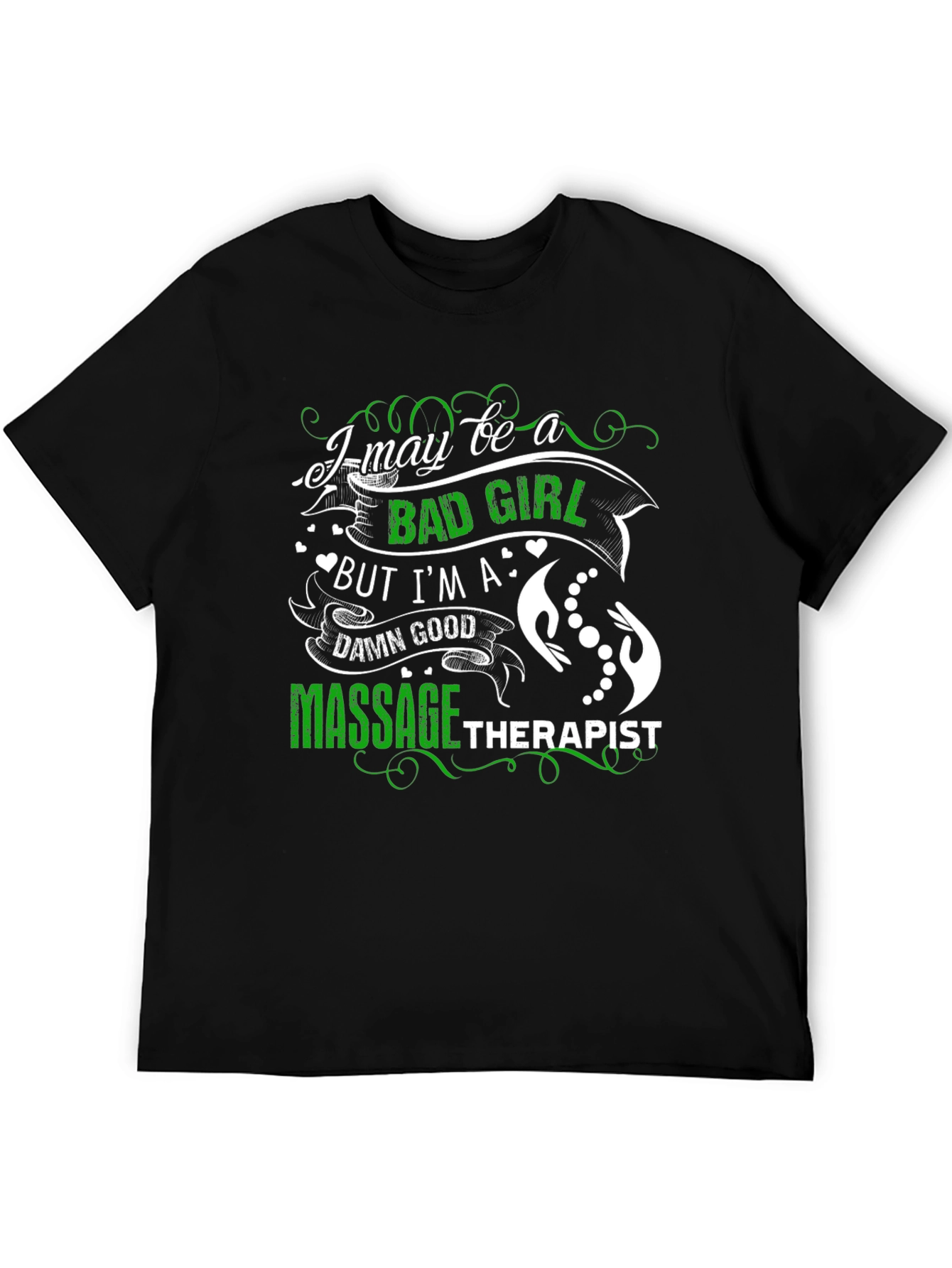 Black Bad Girl Massage Therapist T-Shirt view 5