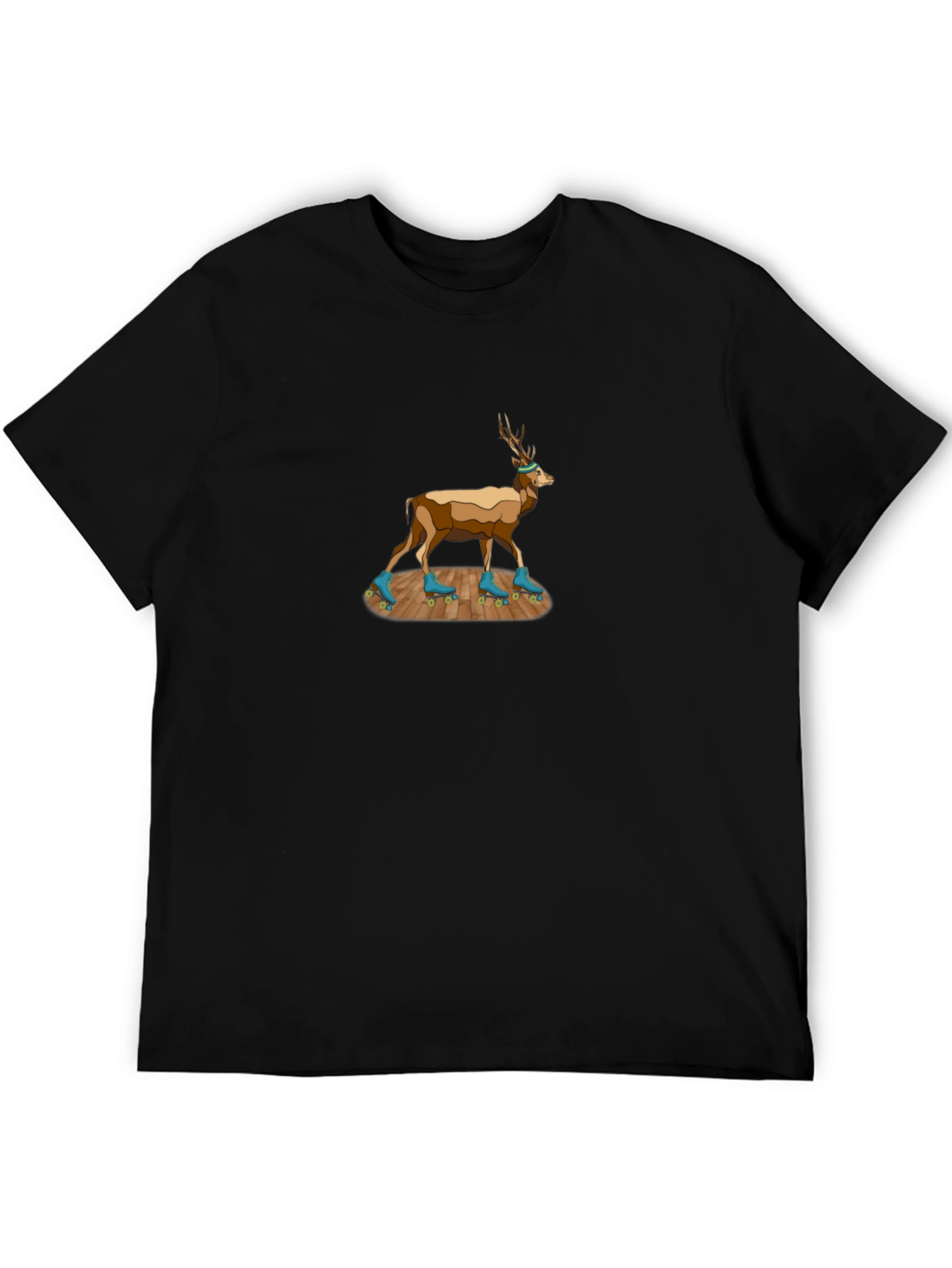 Black Deer on Roller Skates T-Shirt - Unique Design! view 5