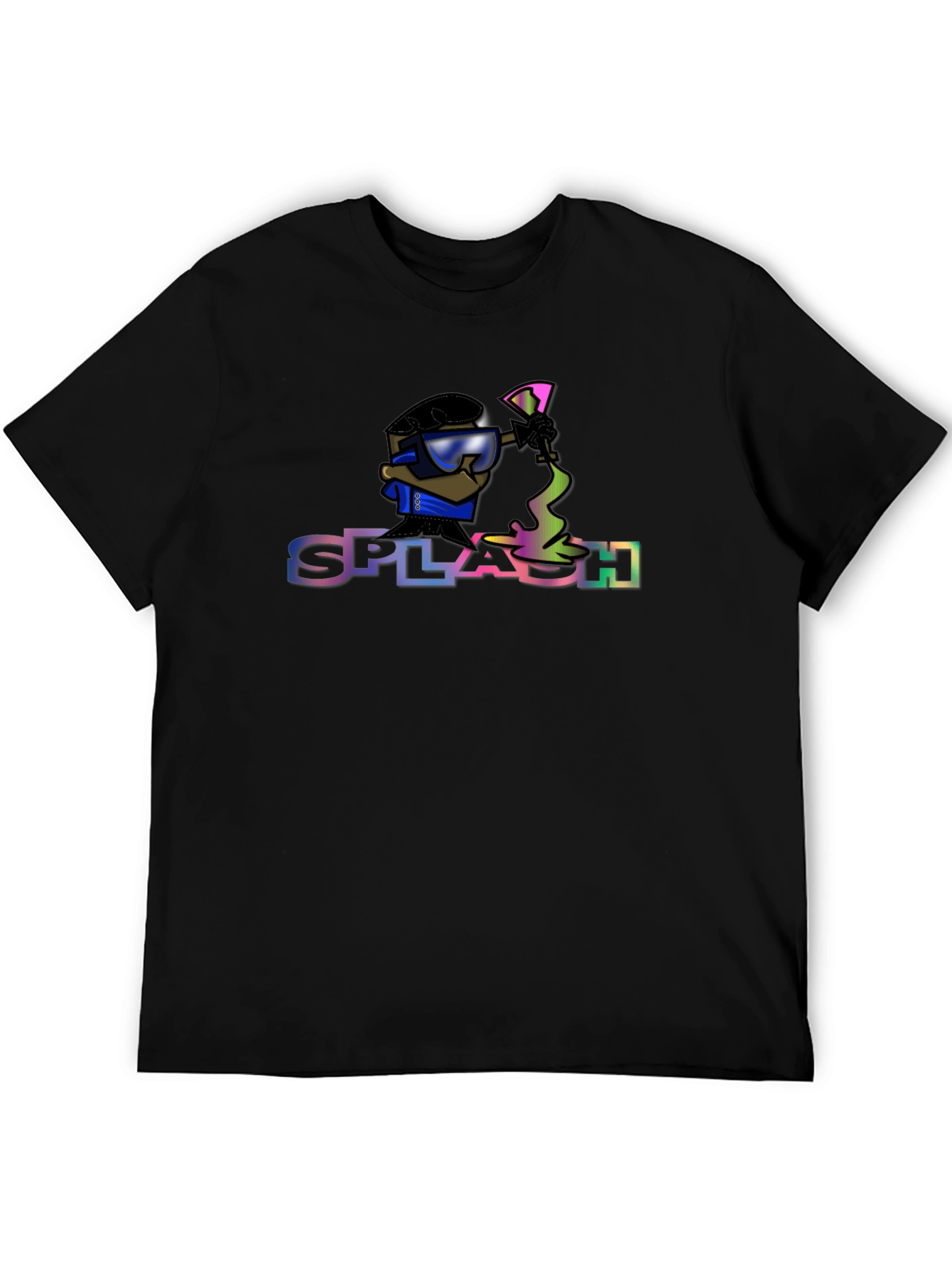 Black Splash Graphic Tee - Cool Cartoon Print view 5