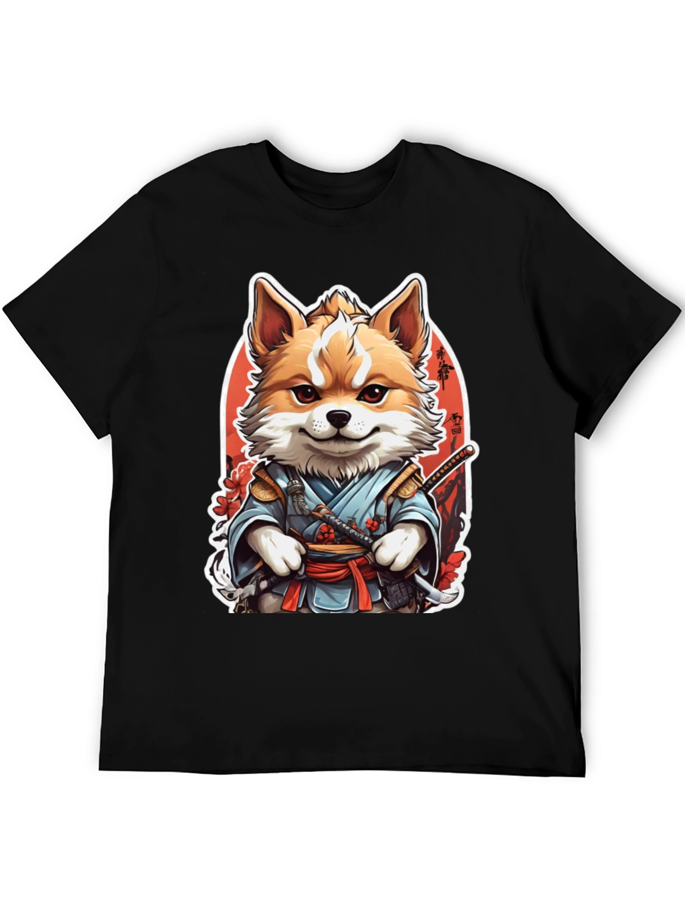 Black Samurai Fox Graphic Tee view 5