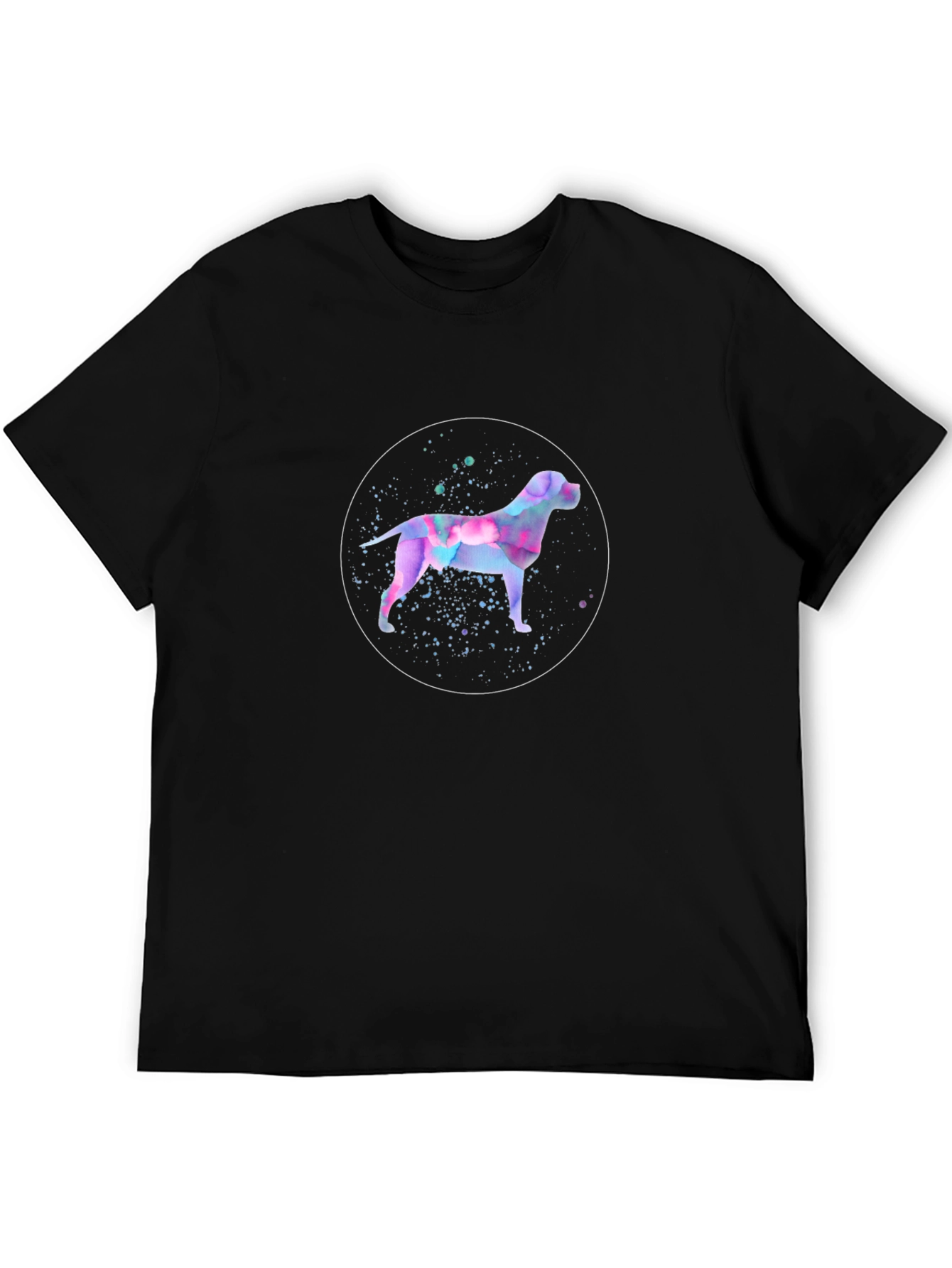 Black Watercolor Dog Graphic Tee - Black Cotton Blend view 5