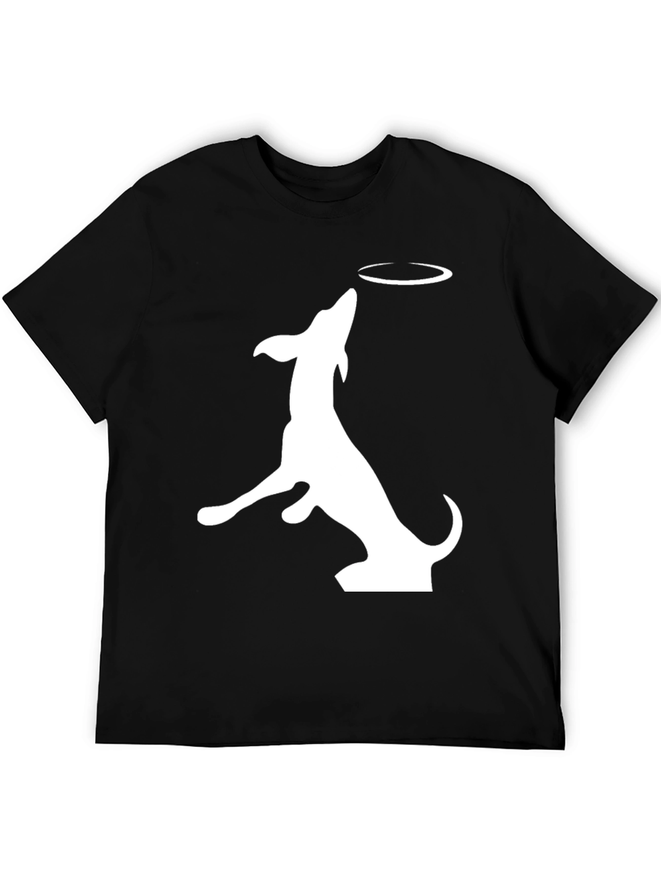 Black Dog Catching Frisbee Graphic Tee view 5