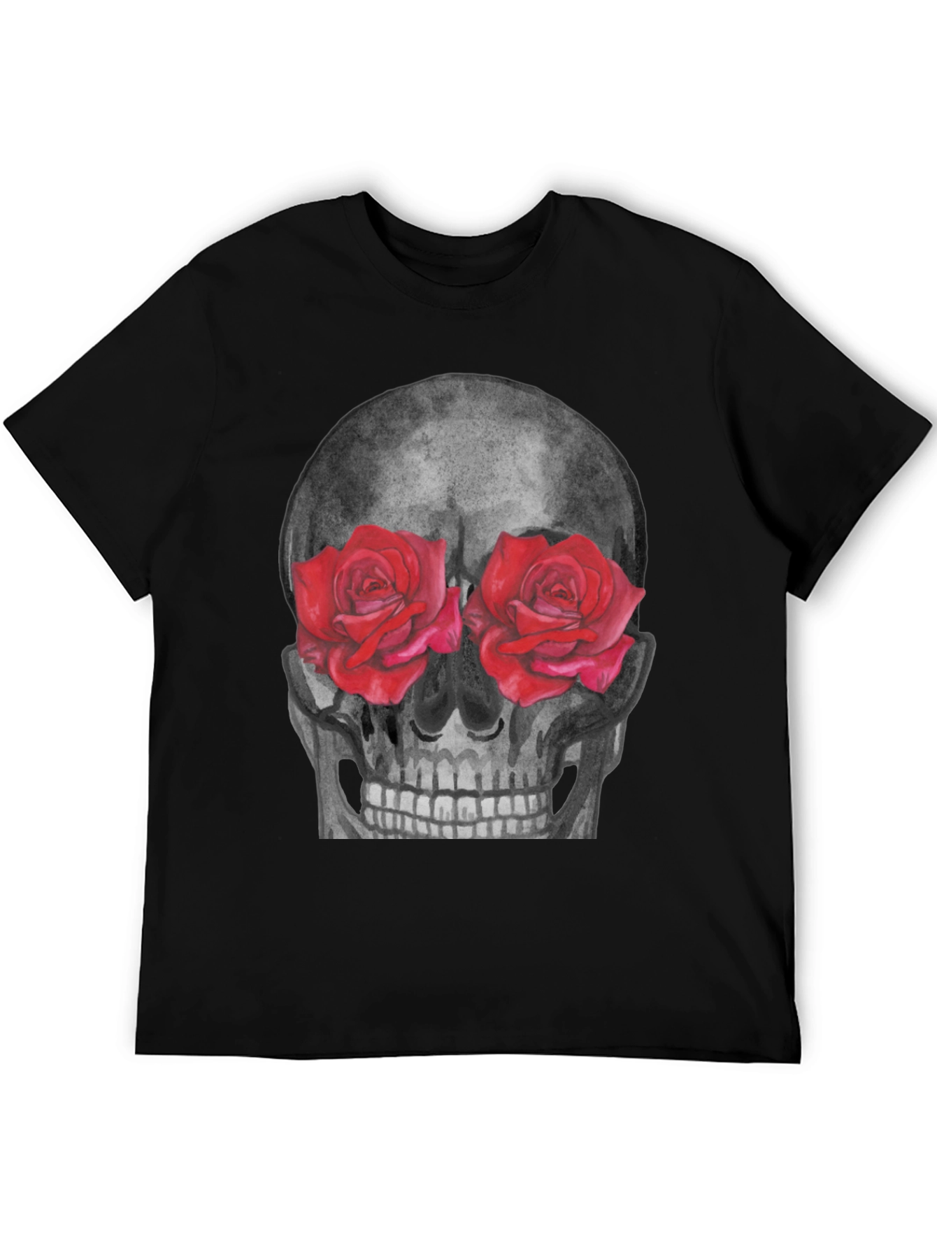 Black Skull & Roses Graphic Tee - Unique Design view 5