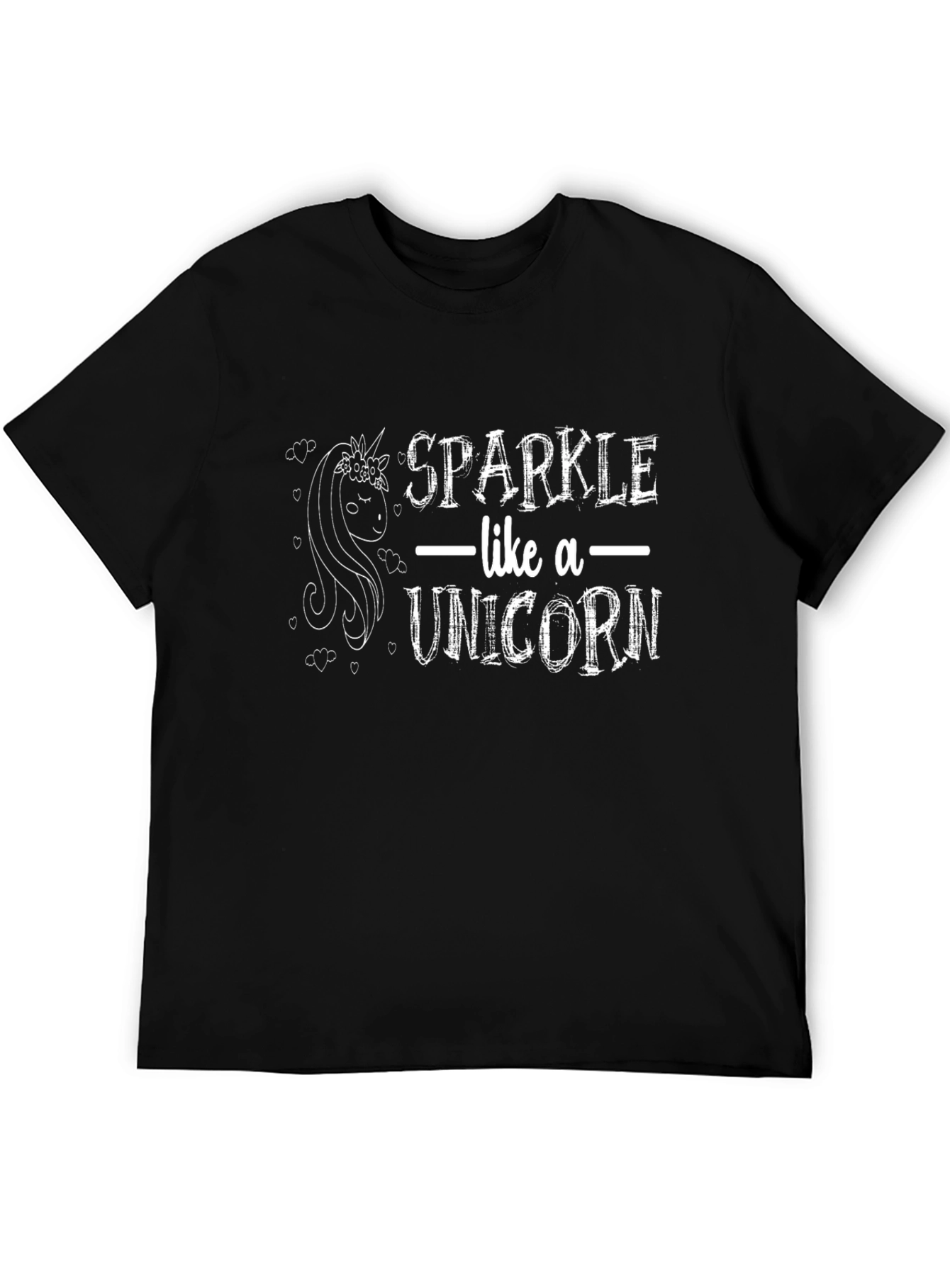 Black Sparkle Like a Unicorn Black T-Shirt view 5