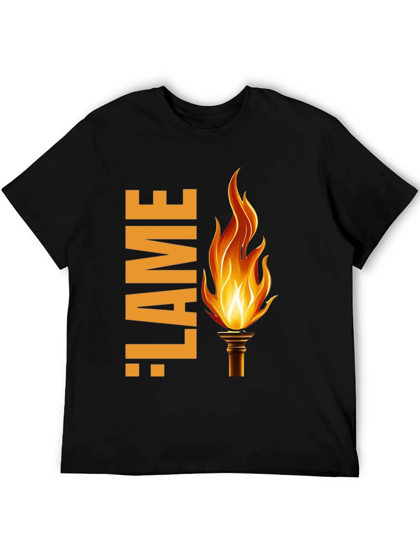 Black Flame Graphic Print Black T-Shirt view 5