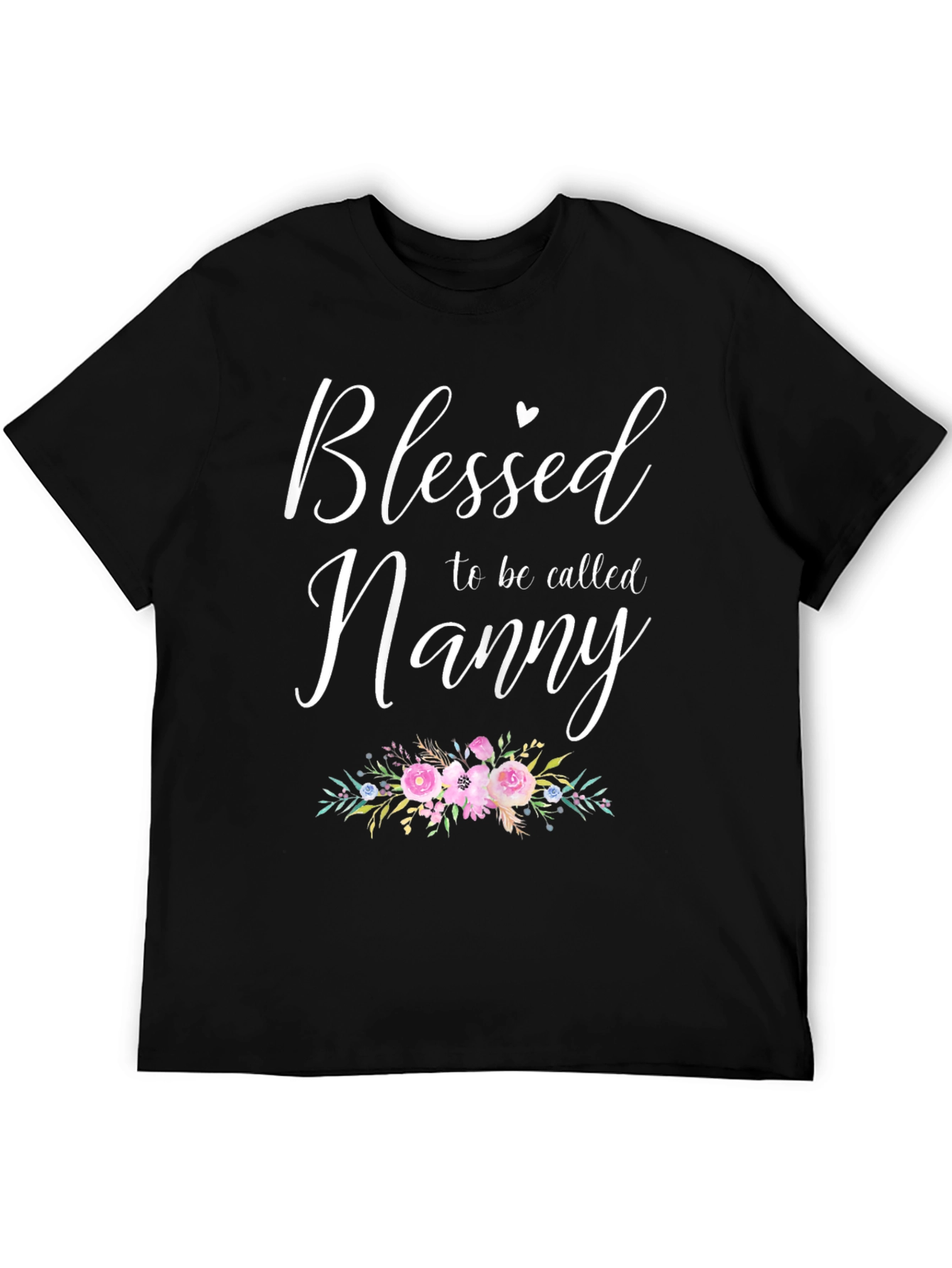 Black Blessed Nanny Graphic Tee - Floral Design view 5