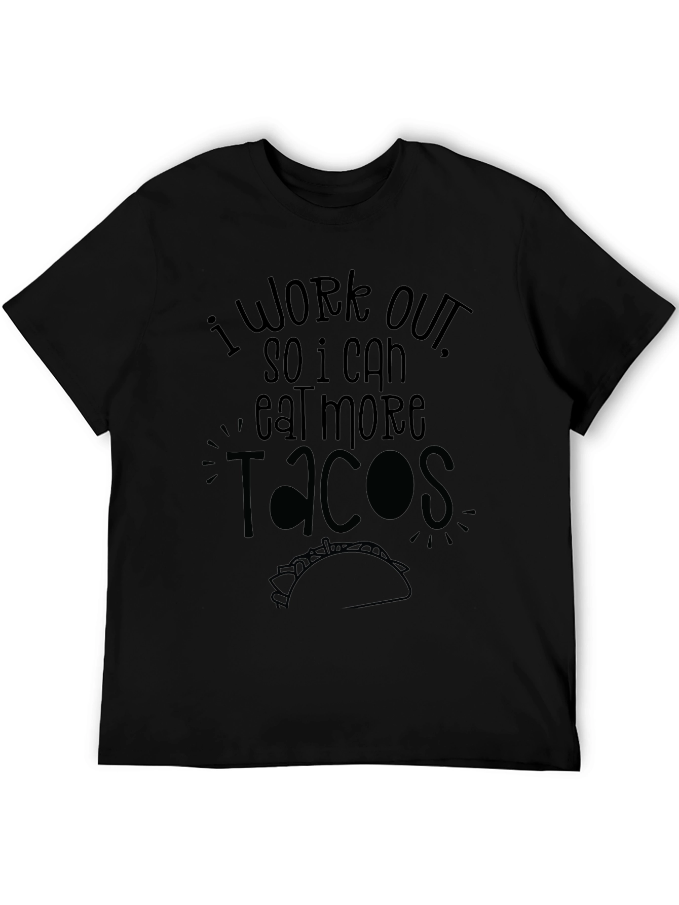 Black Funny Workout Taco T-Shirt view 5