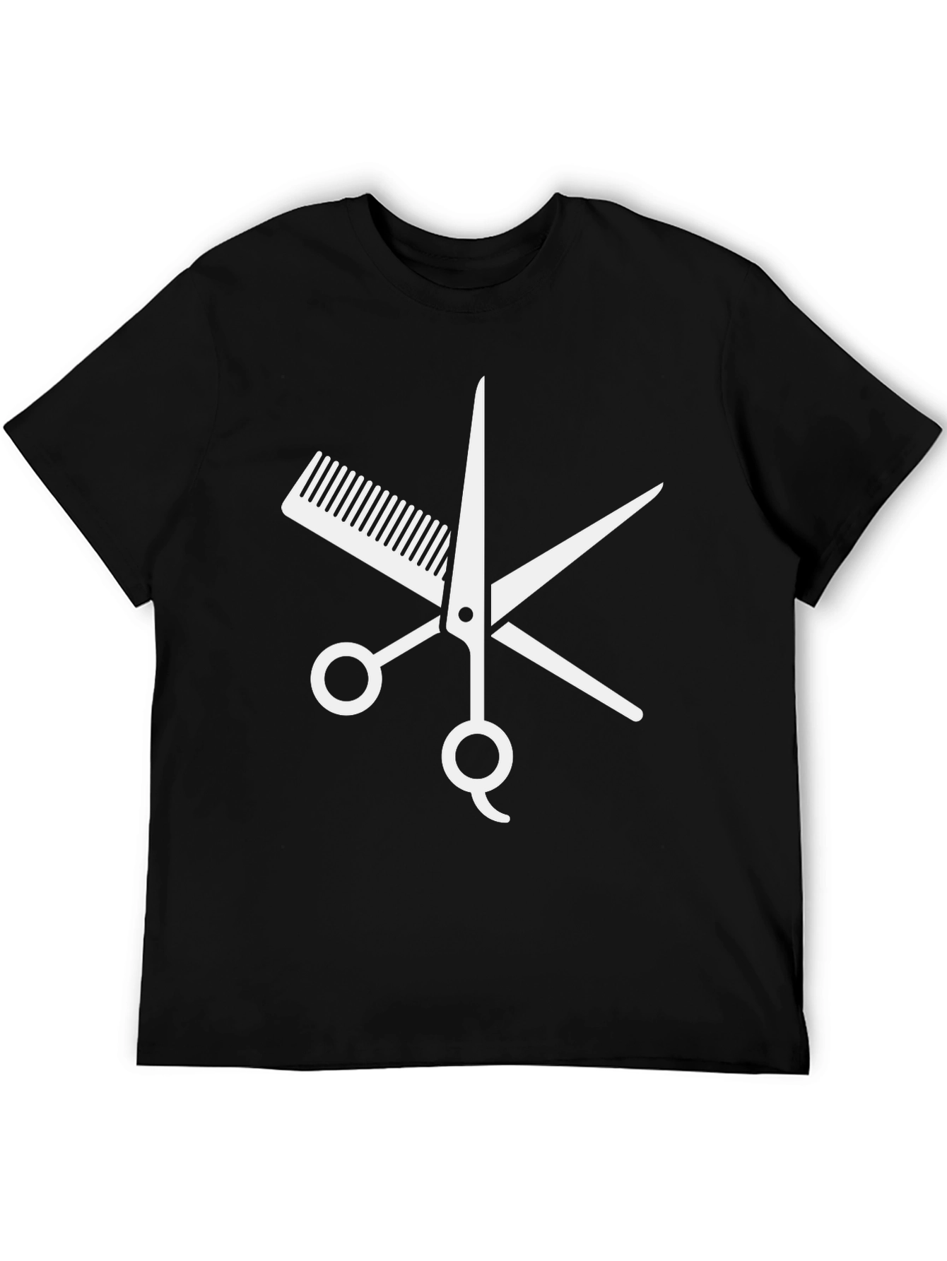 Black Barber's Tee: Scissors & Comb Graphic T-Shirt view 5
