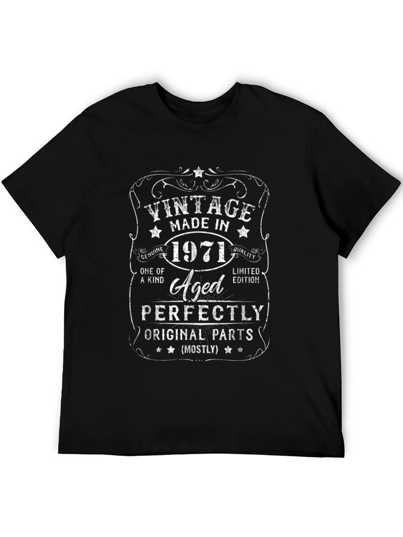 Black Vintage 1971 Aged Perfectly Black T-Shirt view 5
