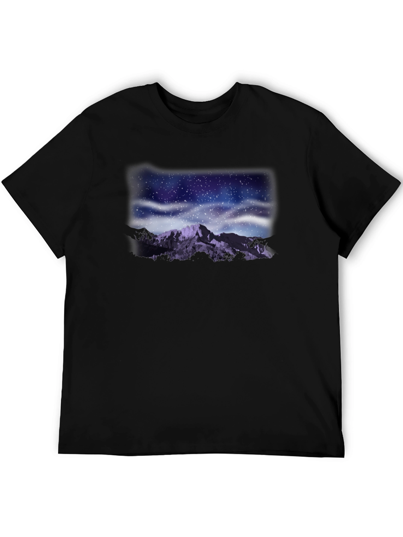 Black Night Sky Mountain Graphic Tee - Black view 5
