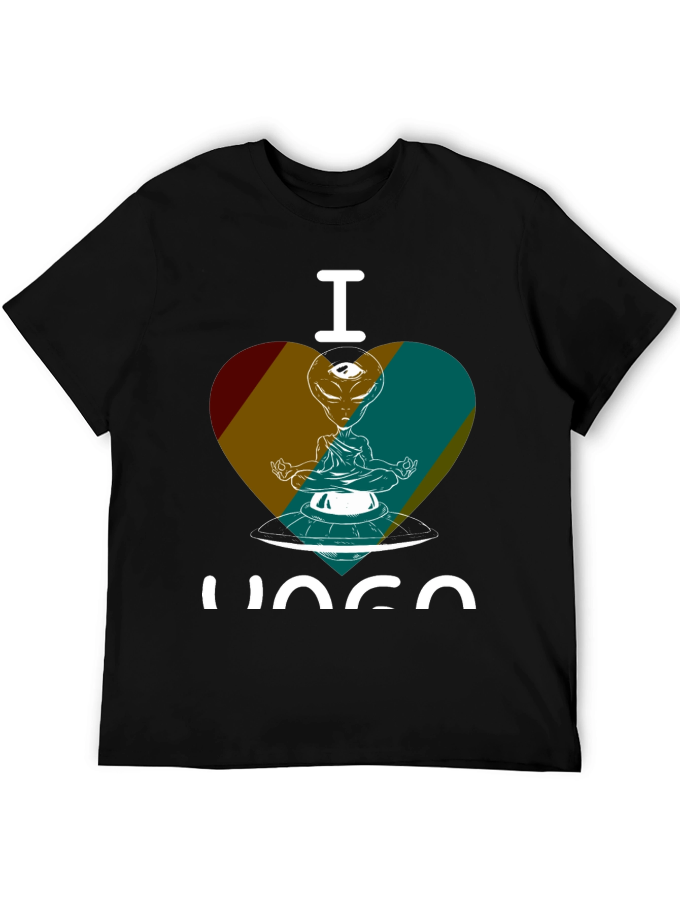 Black I Love Yoga Alien UFO Graphic Tee - Meditating in Space! view 5