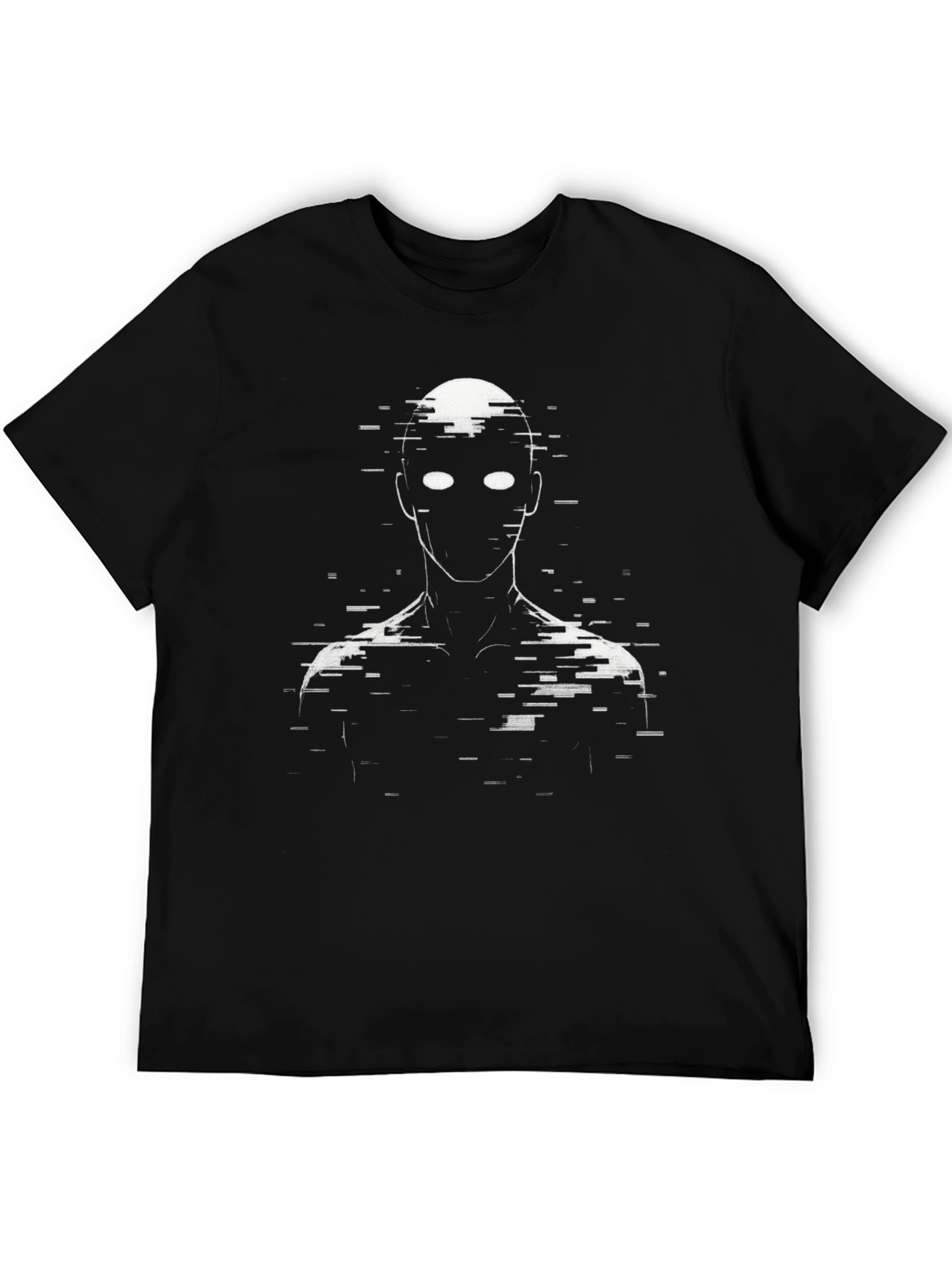 Black Glitch Figure Graphic Tee - Black Cotton Blend view 5